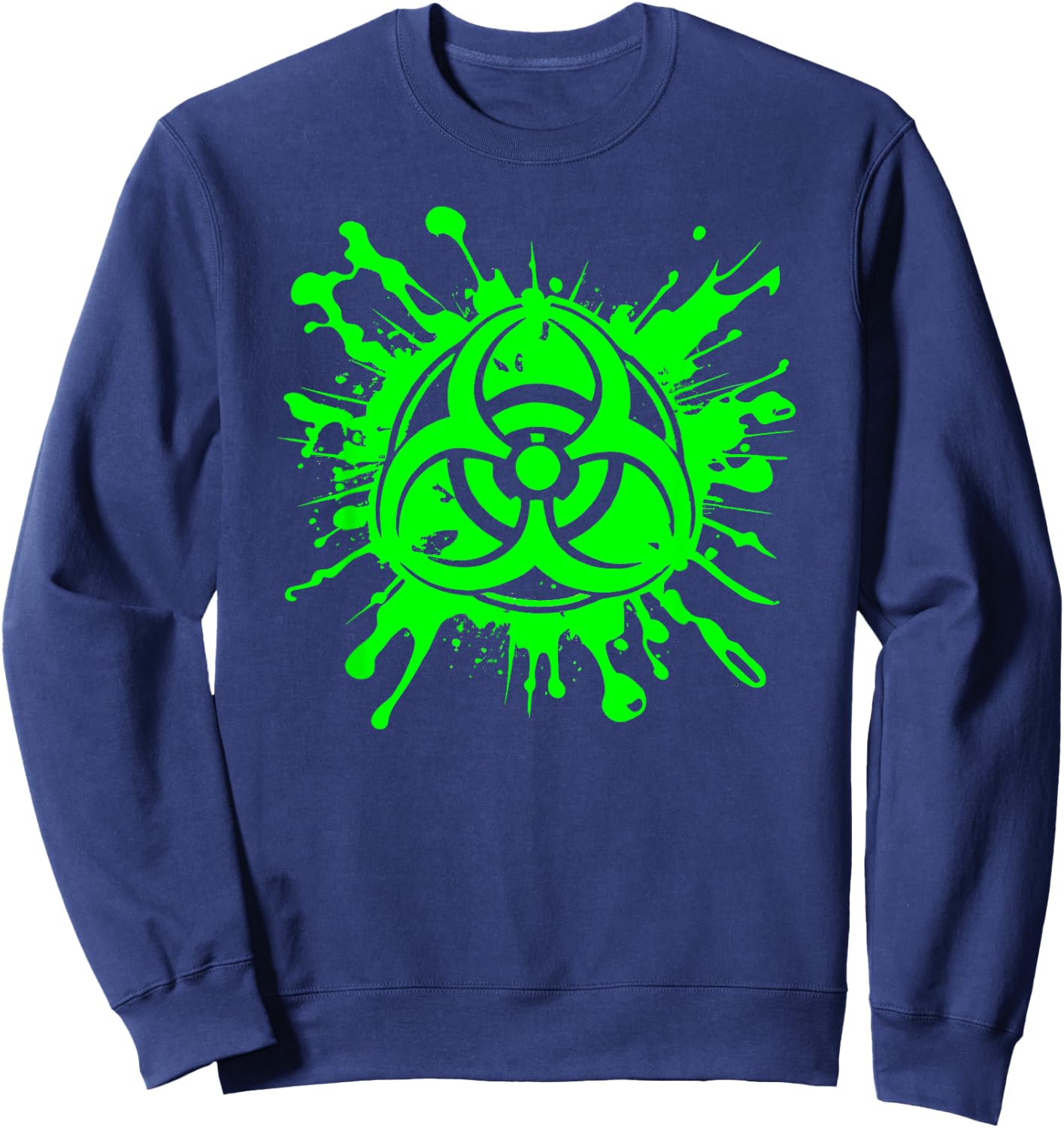 Green Radioactive Symbol Biohazard Symbol Radiation Nuclear Sweatshirt - Sweatshirt | Navy