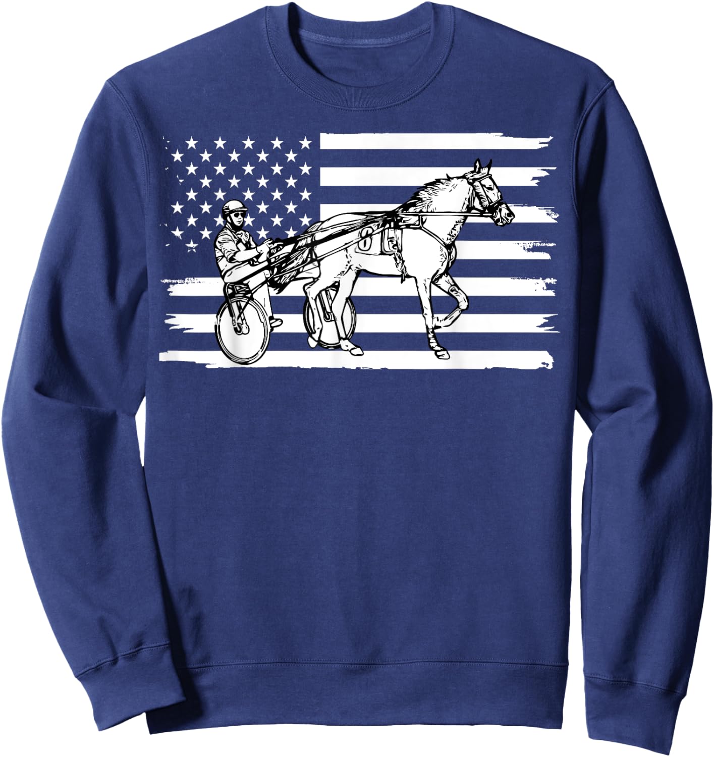 Harness Racing American Flag, Horse Harness Racing Women Kids Men Sweatshirt - Sweatshirt | Navy