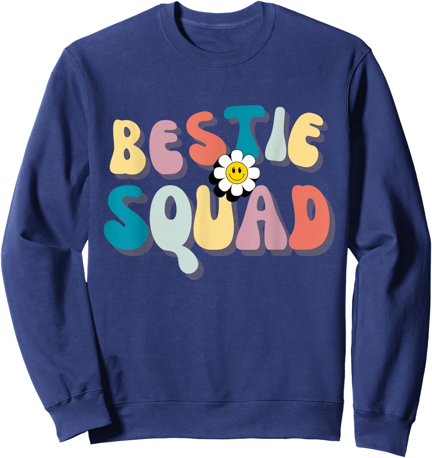 Groovy Bestie Squad Trip Friend Matching Besties Friendship Sweatshirt - Sweatshirt | Navy