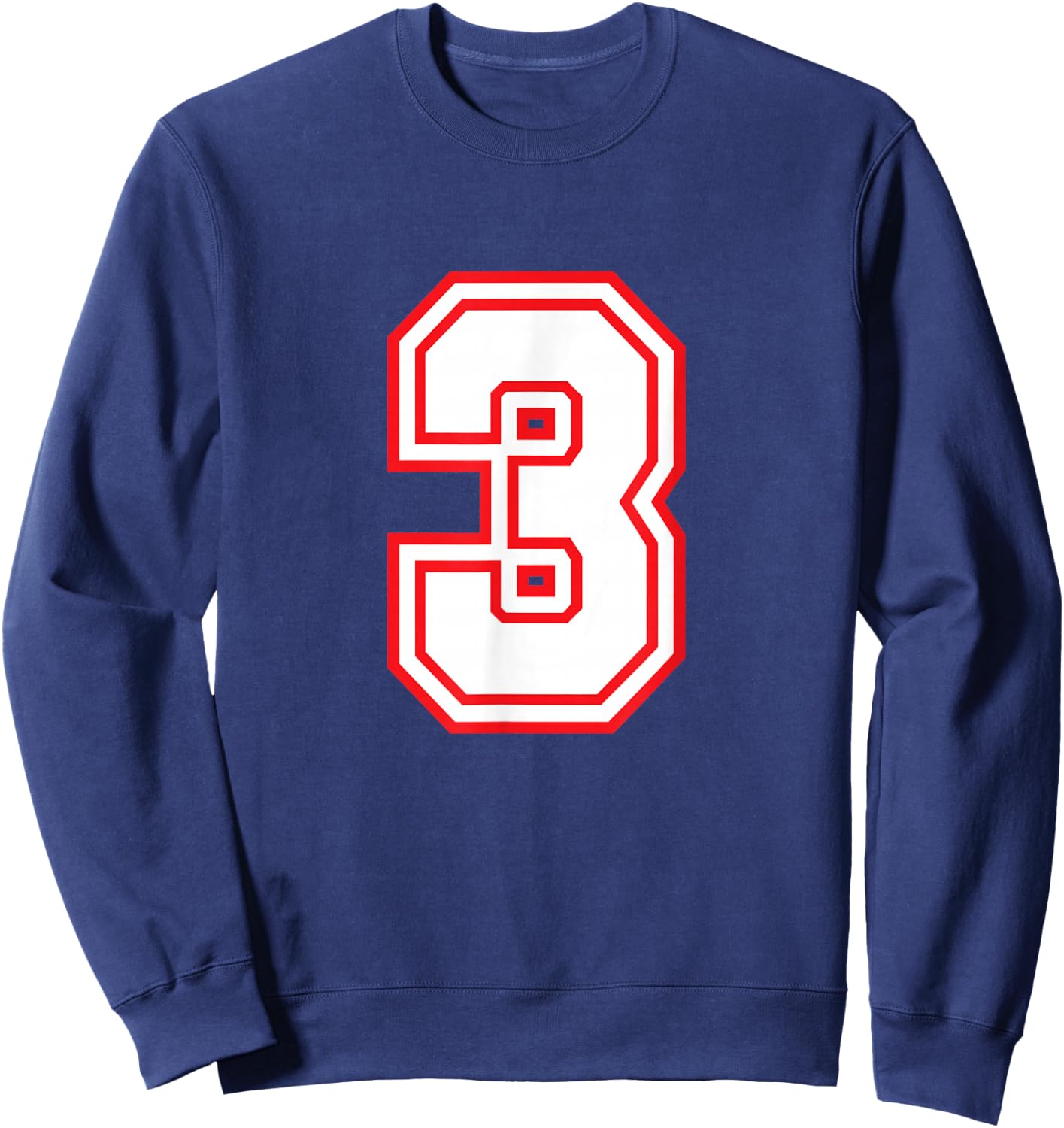 Number #3 Red Varsity Favorite Number Sweatshirt - Sweatshirt | Navy
