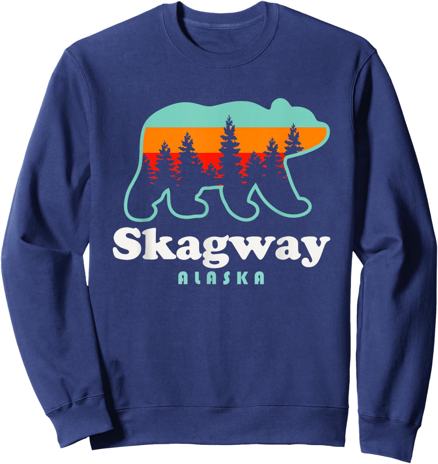 Skagway Alaska Travel Retro Bear Mountains Sweatshirt - Sweatshirt | Navy