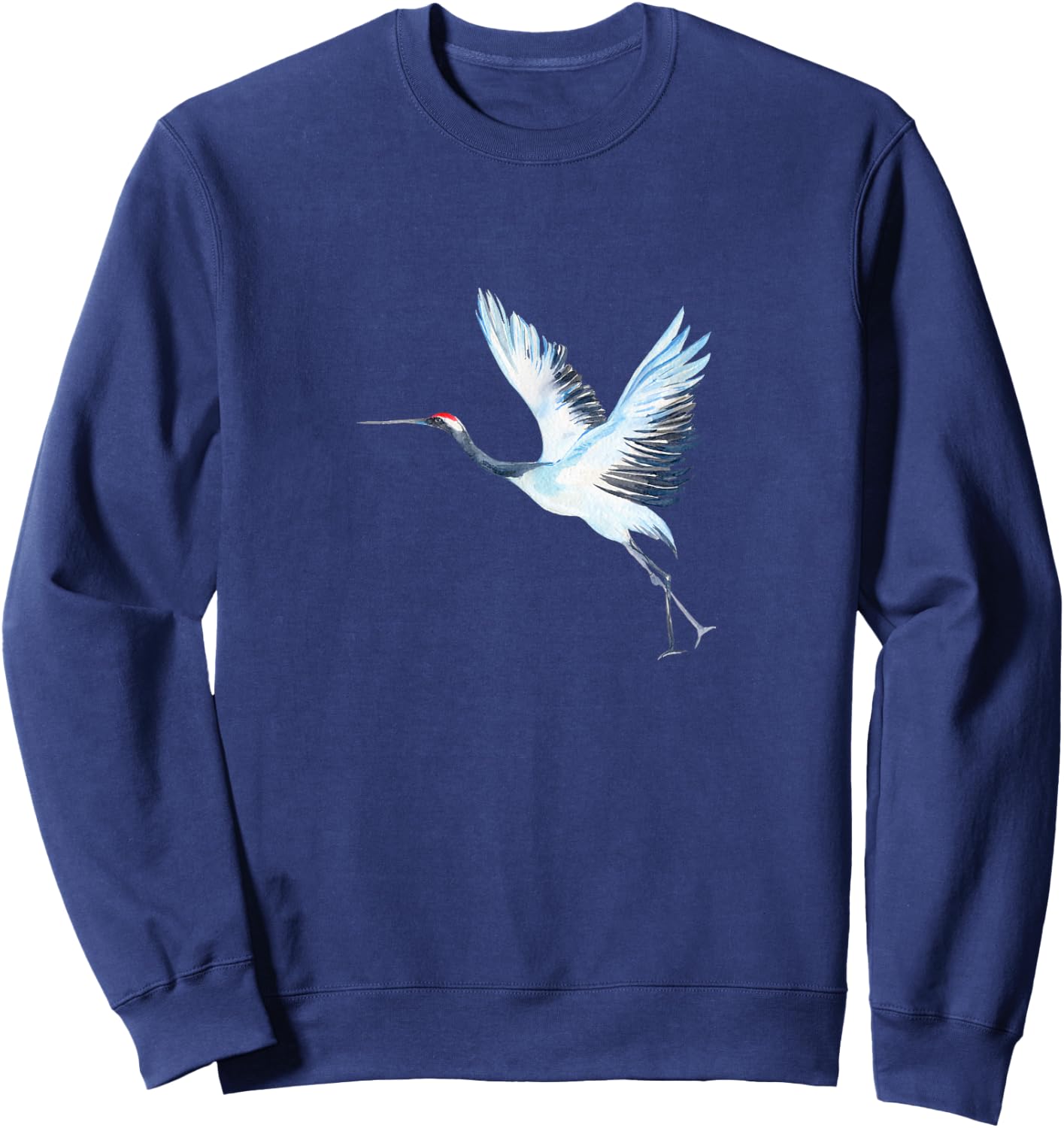 Sandhill Crane Heron Design Illustration Water Color Sweatshirt - Sweatshirt | Navy