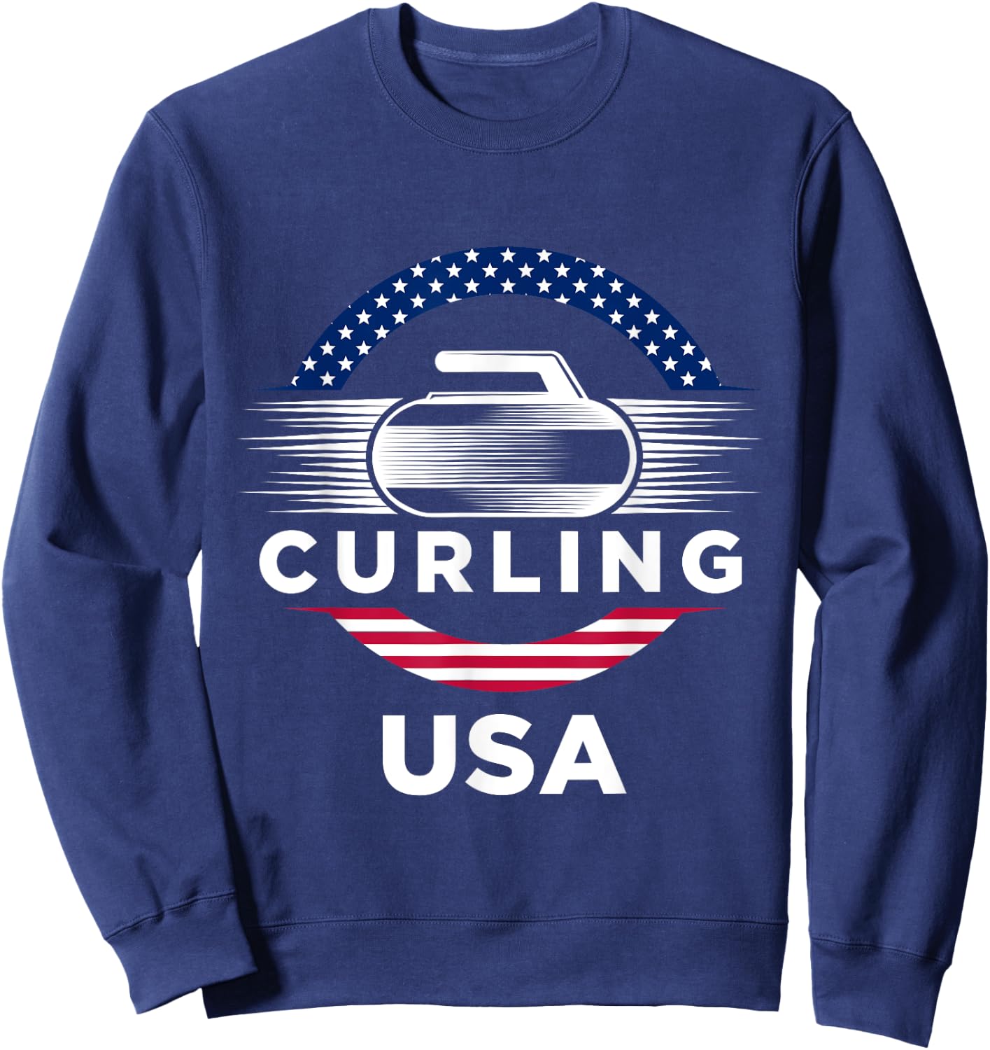 Curling USA Support the Team USA Flag Curl Clean Sweatshirt - Sweatshirt | Navy