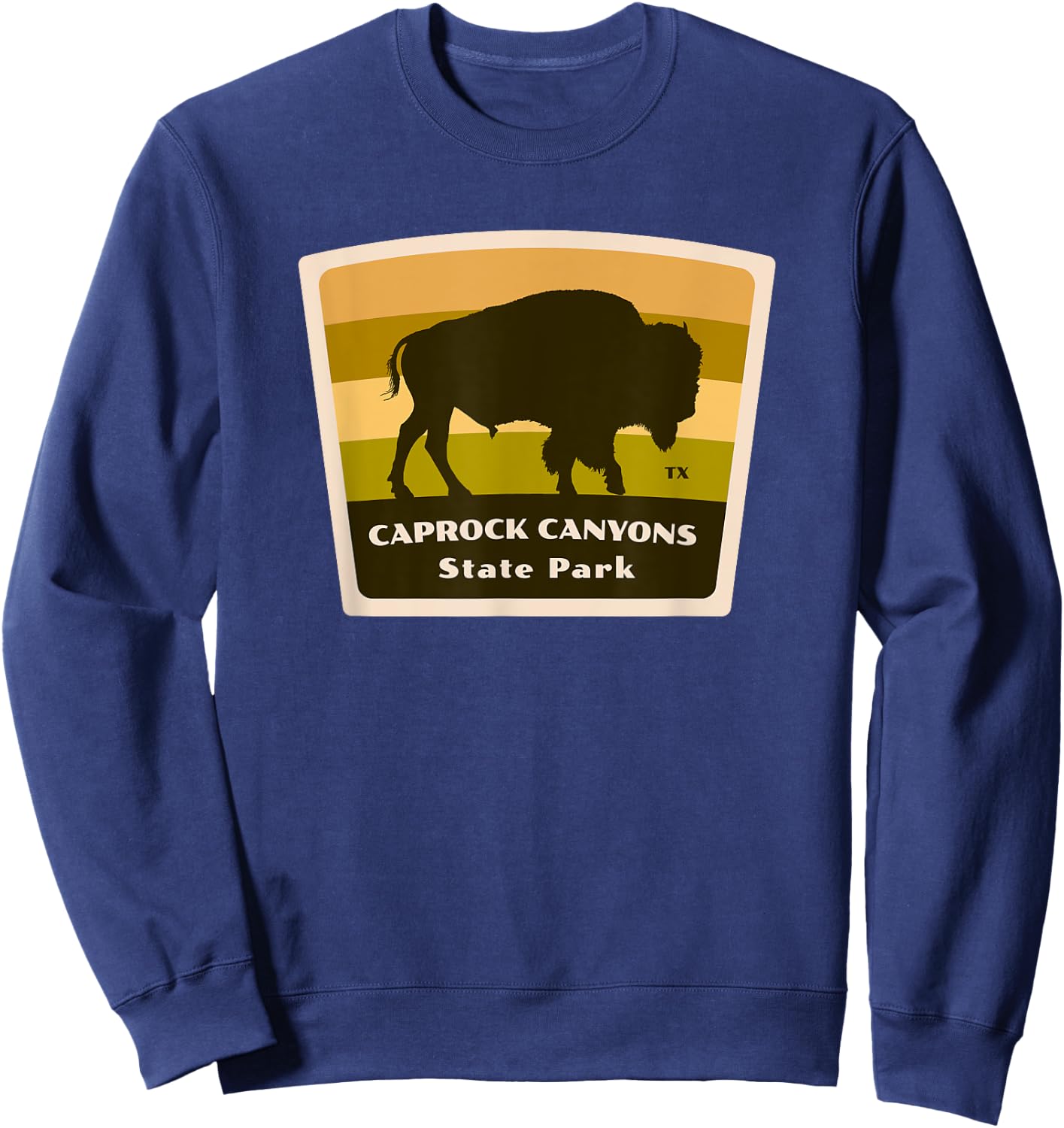 Caprock Canyons State Park and Trail Texas TX Bison Badge Sweatshirt - Sweatshirt | Navy