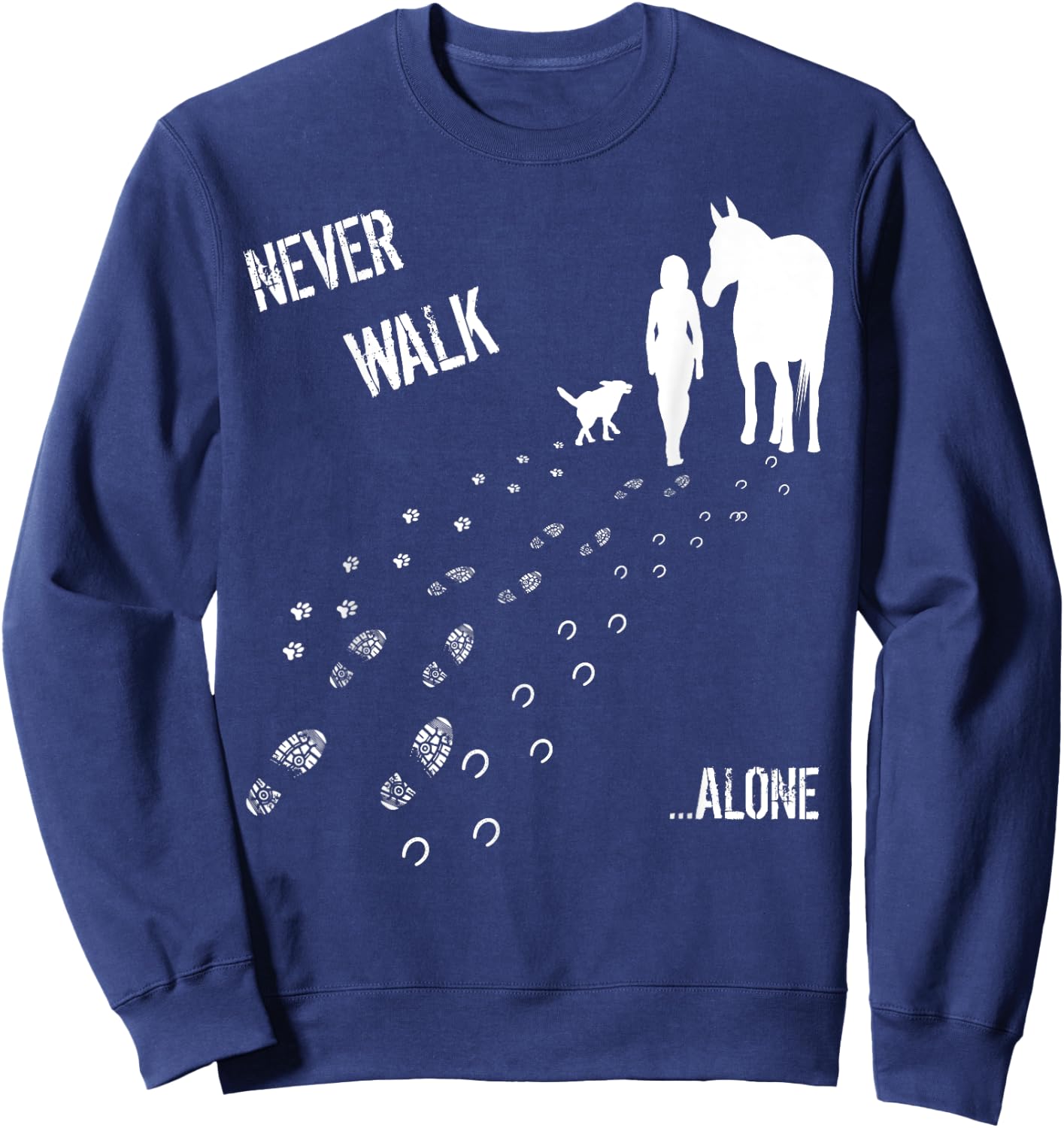 Never Walk Alone Horse, Dog and Rider Sweatshirt - Sweatshirt | Navy