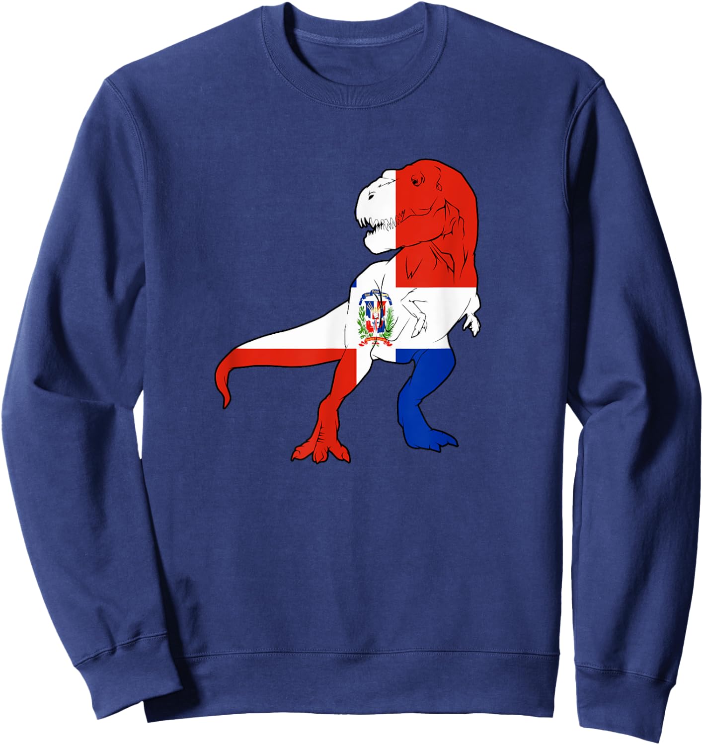 Dominican Trex Dinosaur Boys Kids Republic Dominicana Flag Sweatshirt - Sweatshirt | Navy