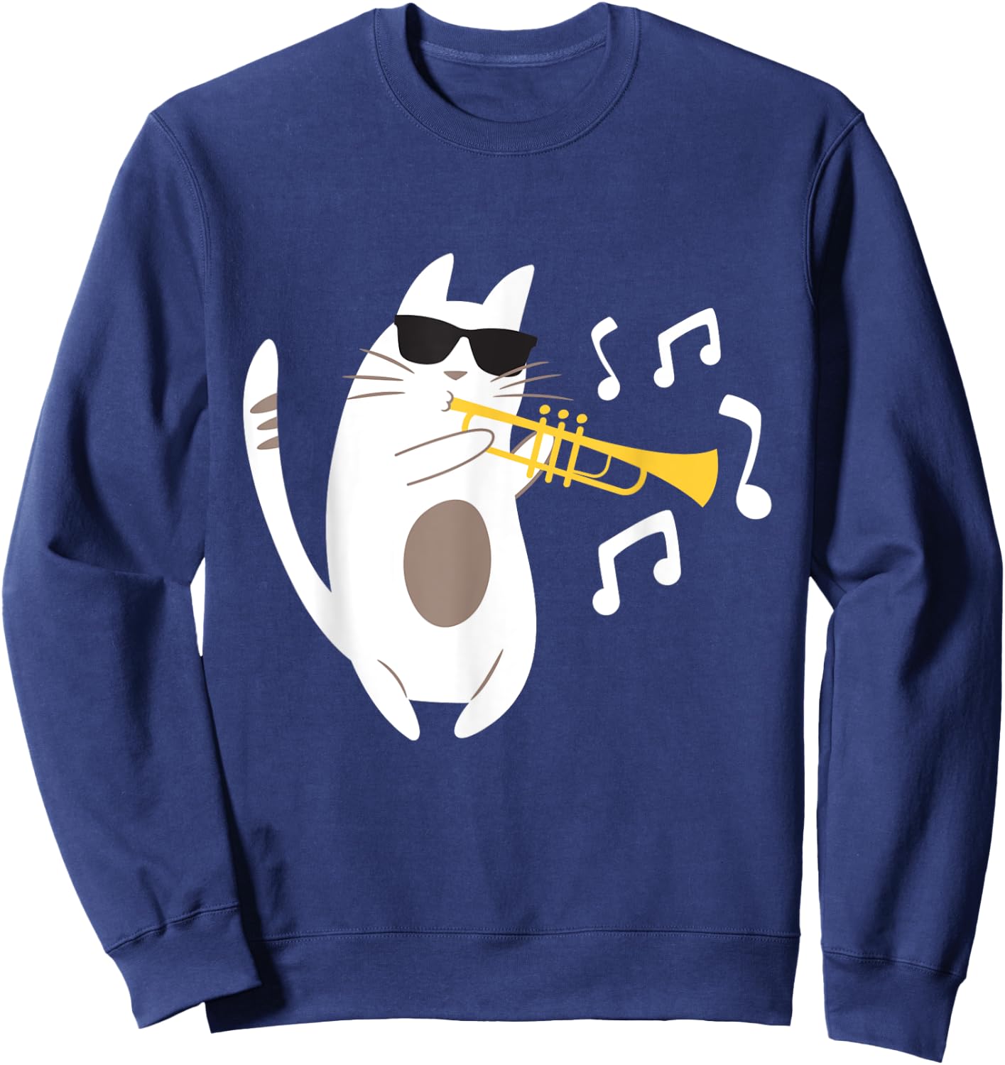 The Trumpeter Cat - Trumpet Player Marching Band Men Women Girls Kids Sweatshirt - Sweatshirt | Navy