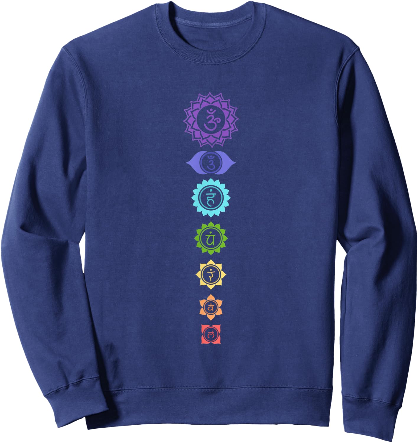Seven Chakra Crystals Healing Colors Reiki Master Sweatshirt - Sweatshirt | Navy