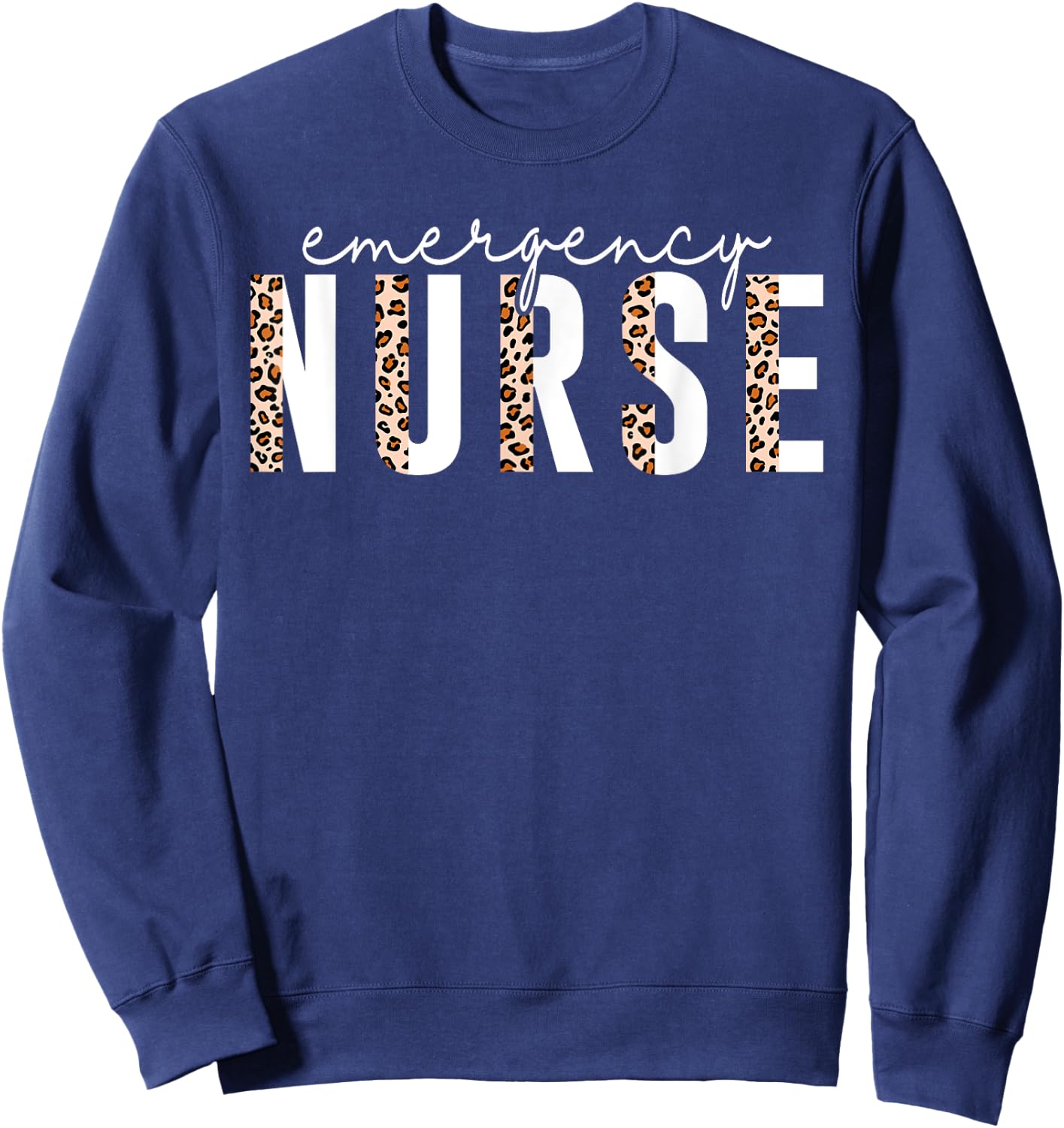 Emergency Nurse Leopard Print ER Nurse Nursing School Women Sweatshirt - Sweatshirt | Navy