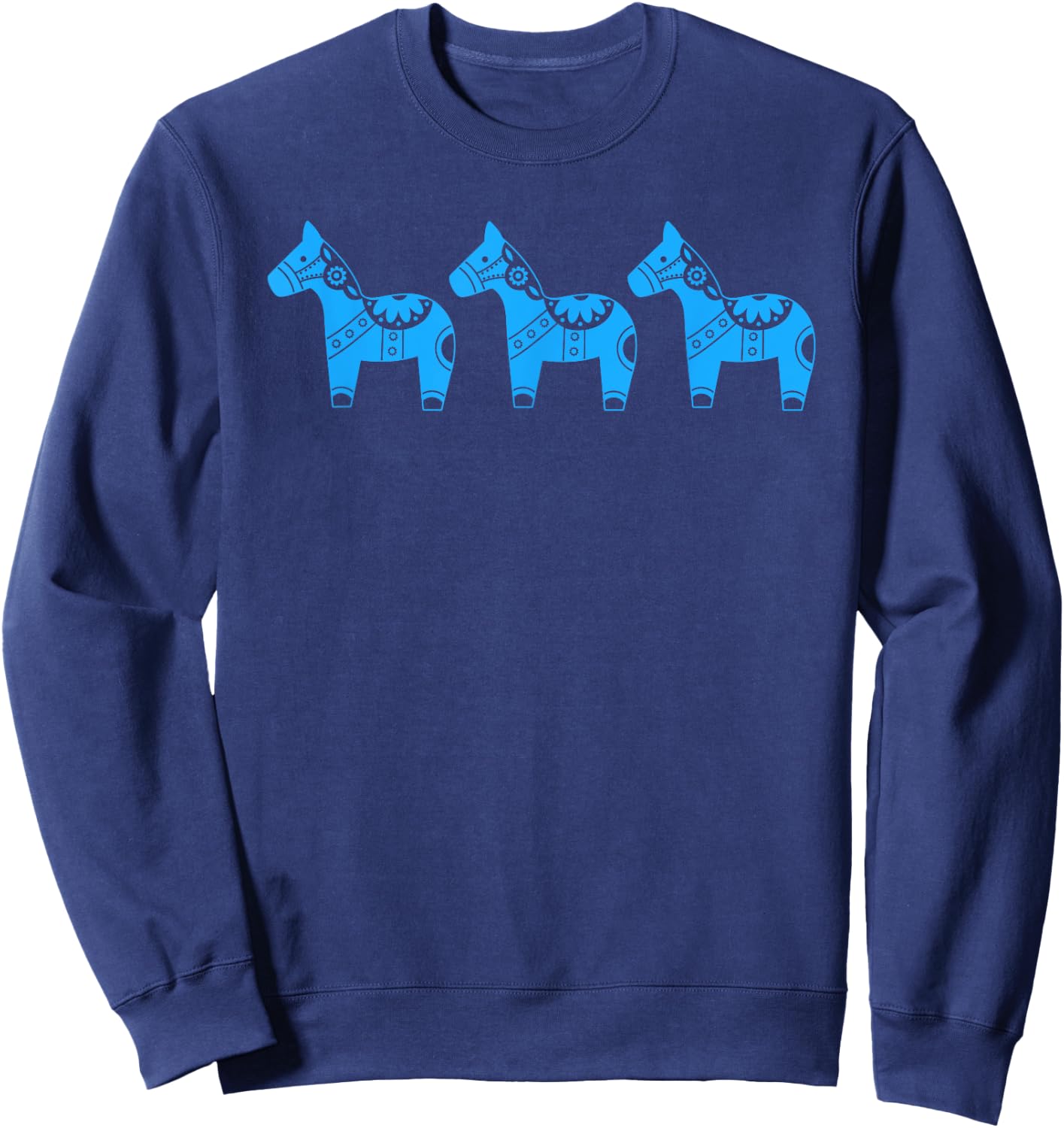 Novelty Swedish Dala Horse Scandinavian Ponies Blue Toy Sweatshirt - Sweatshirt | Navy