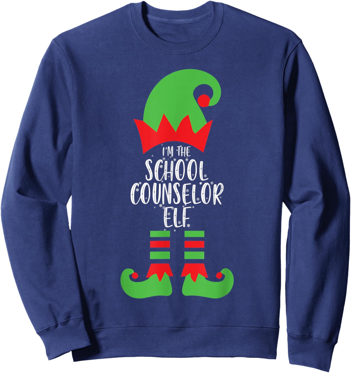 I'm The School Counselor Elf Christmas Social Worker Xmas Sweatshirt - Sweatshirt | Navy