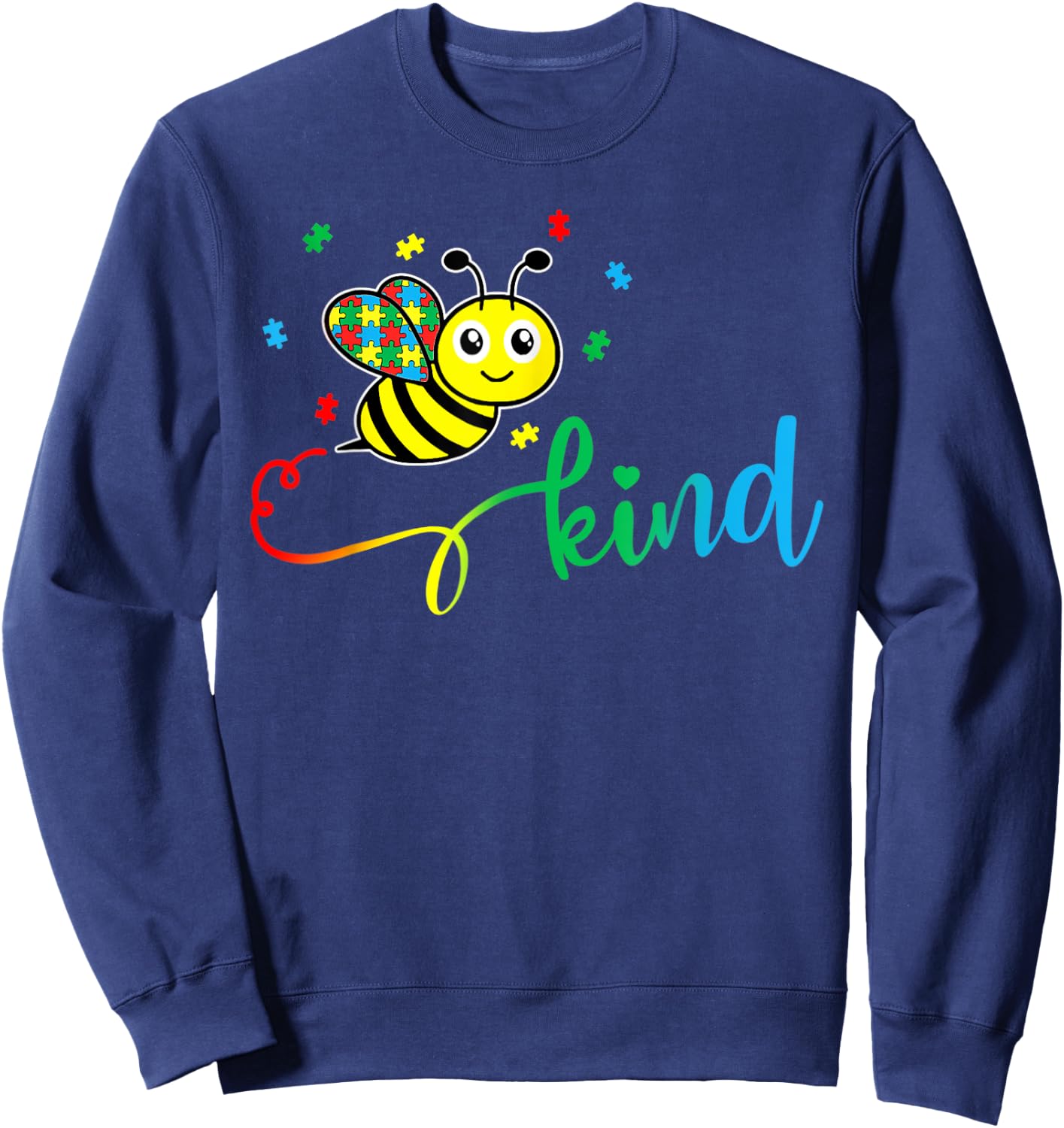 Bee Kind Autism Awareness Month Gift Sweatshirt - Sweatshirt | Navy