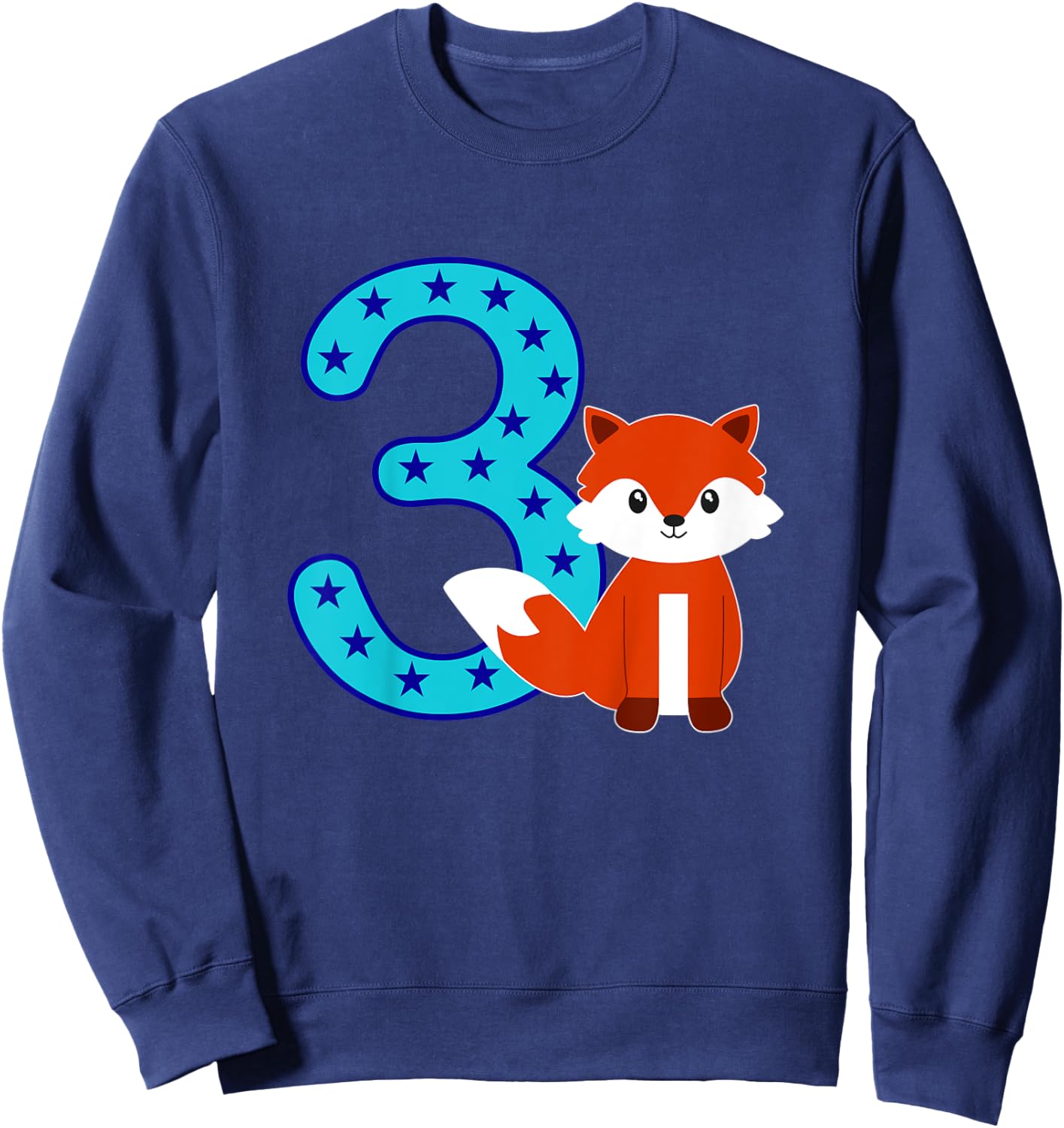 Kids 3rd Birthday Girl Boy Cute Fox I'm 3 Years Old Sweatshirt - Sweatshirt | Navy