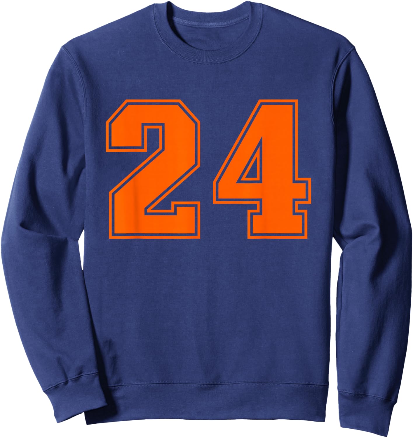 Number #24 Orange Varsity Number Sweatshirt - Sweatshirt | Navy