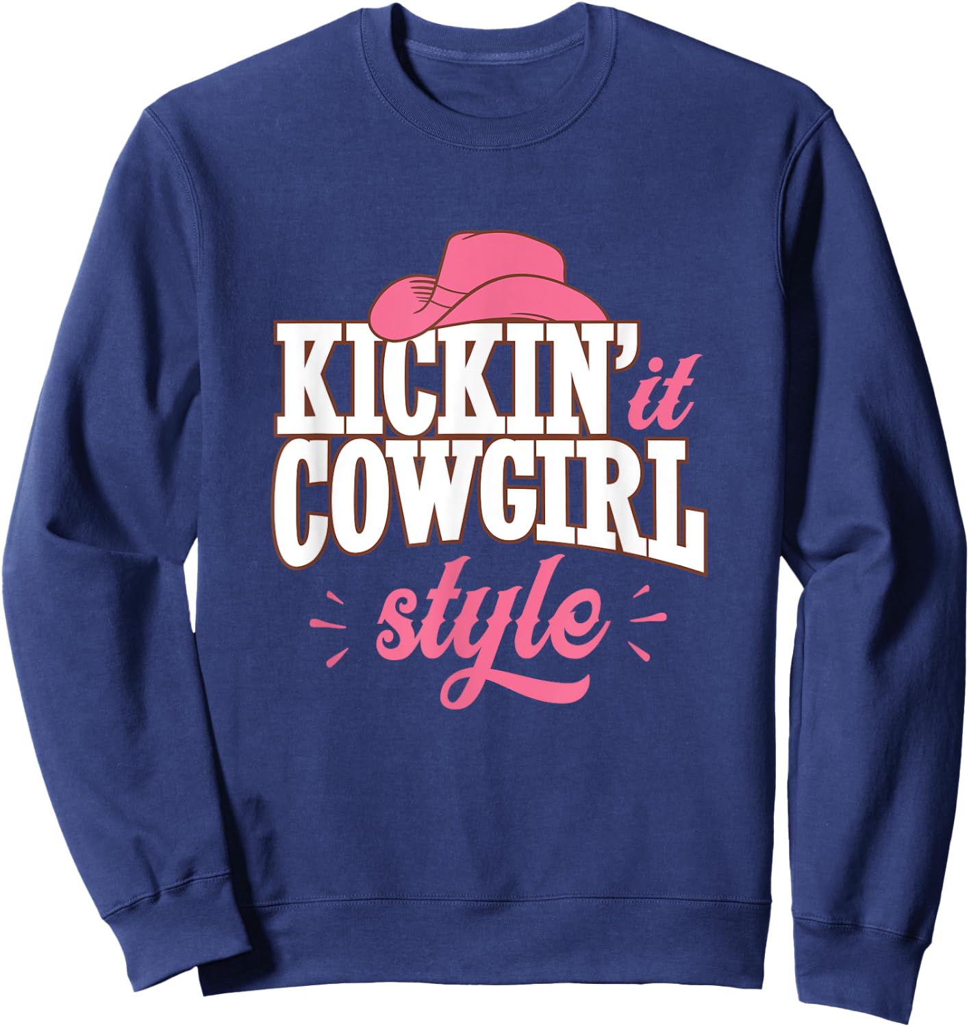Cowgirl Style Country Western Rodeo Women Girls Sweatshirt - Sweatshirt | Navy