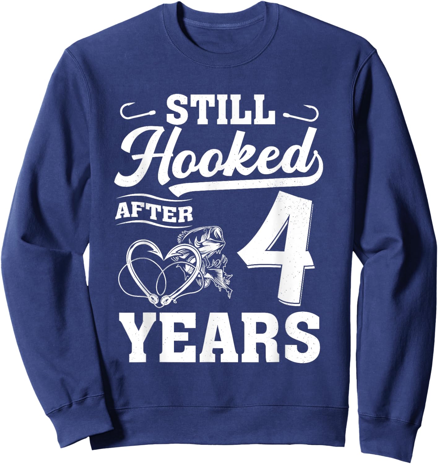 Fishing Couple 4 Years Anniversary 4th Wedding Celebration Sweatshirt - Sweatshirt | Navy
