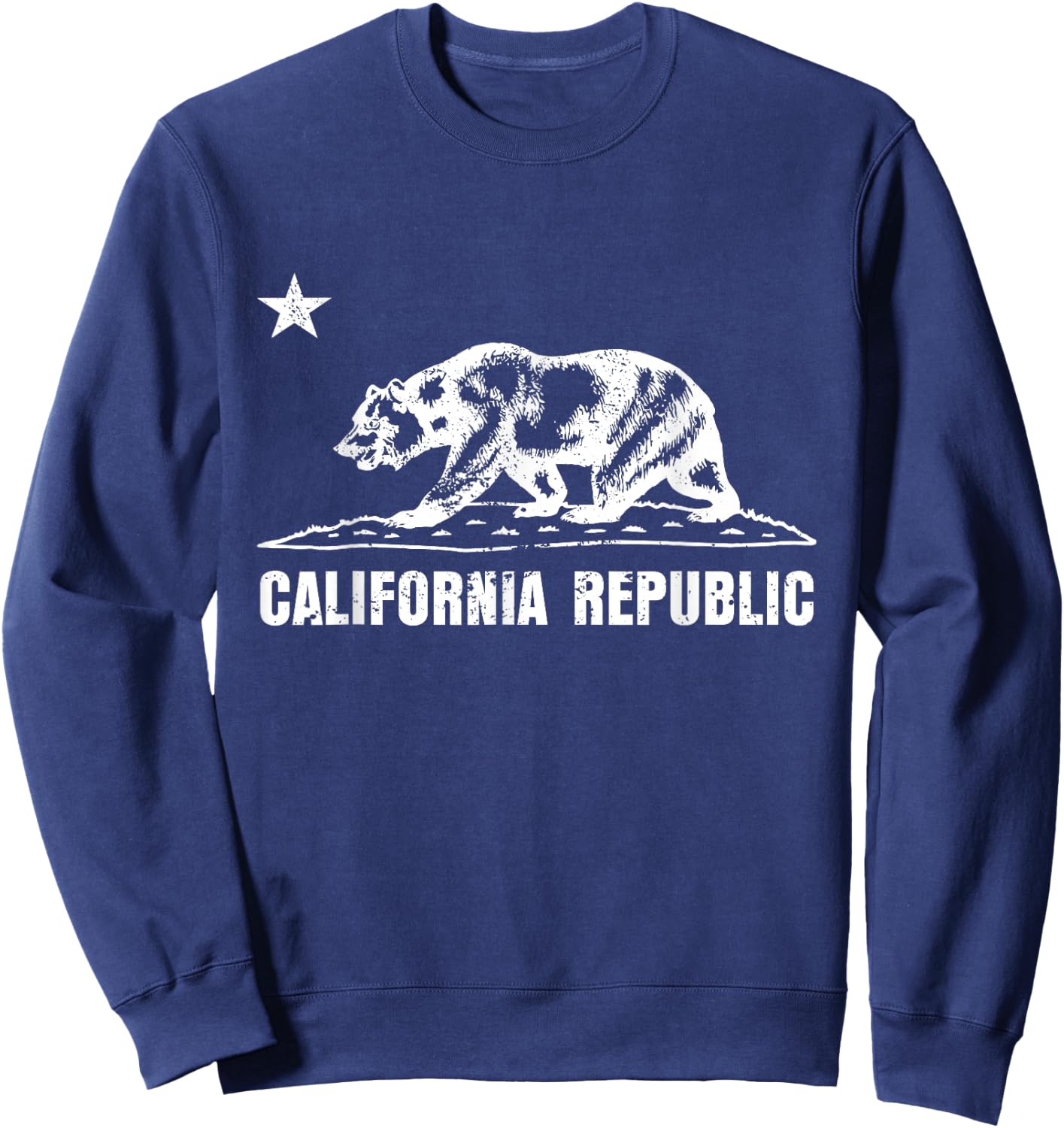California Funny State Bear Vintage Distressed Graphic Sweatshirt - Sweatshirt | Navy