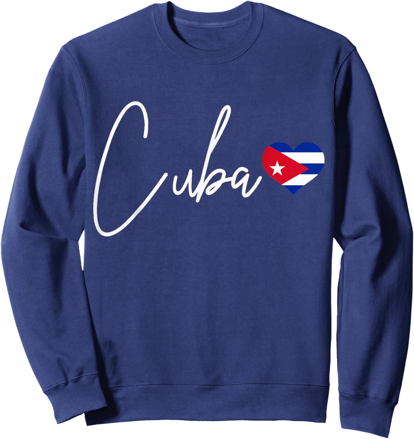 Cuba Heart Pride Cuban Flag Sweatshirt - Sweatshirt | Navy