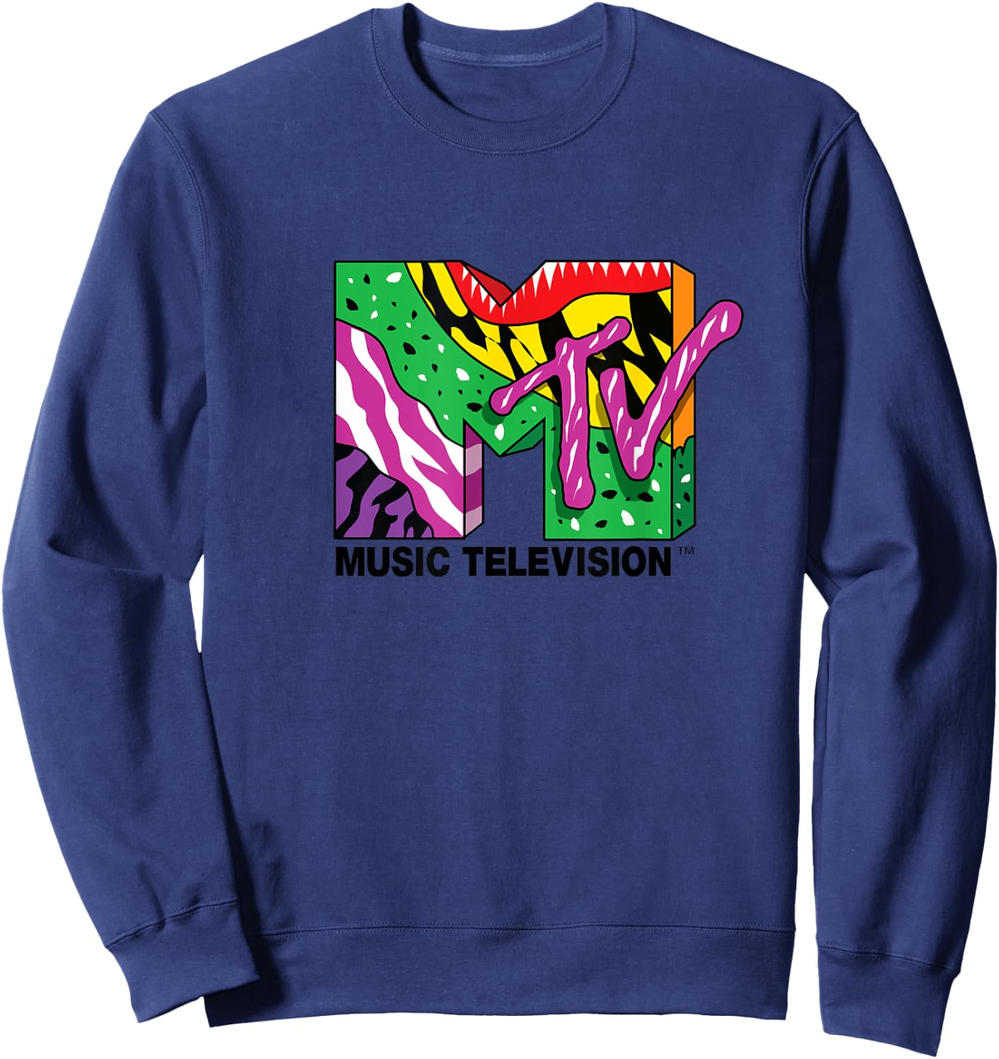 Mademark x MTV - The official MTV Logo with colorful crazy wild creative art Sweatshirt - Sweatshirt | Navy