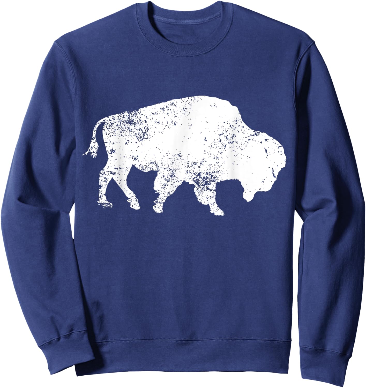 Vintage Buffalo Bison Print Design Distressed Bison Sweatshirt - Sweatshirt | Navy