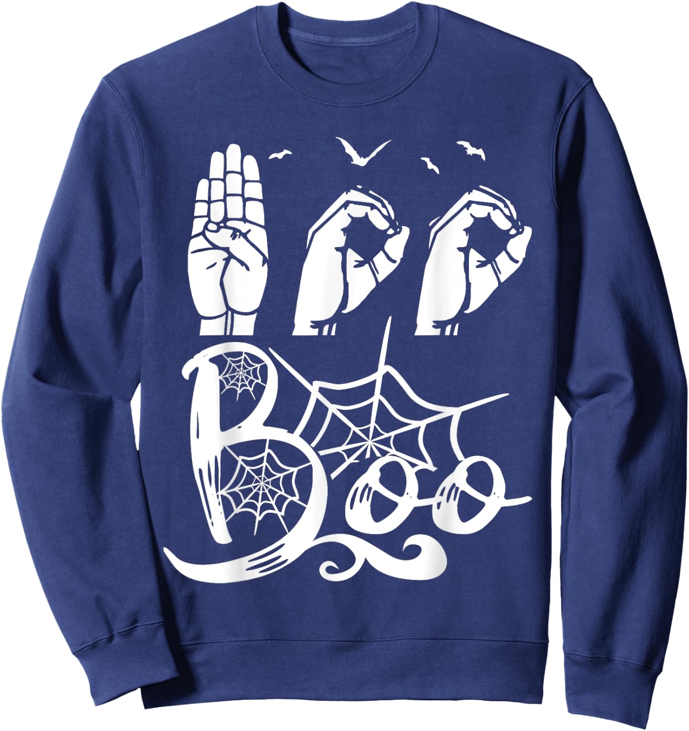 Boo Hands American Sign Language Pride ASL Halloween Sweatshirt - Sweatshirt | Navy