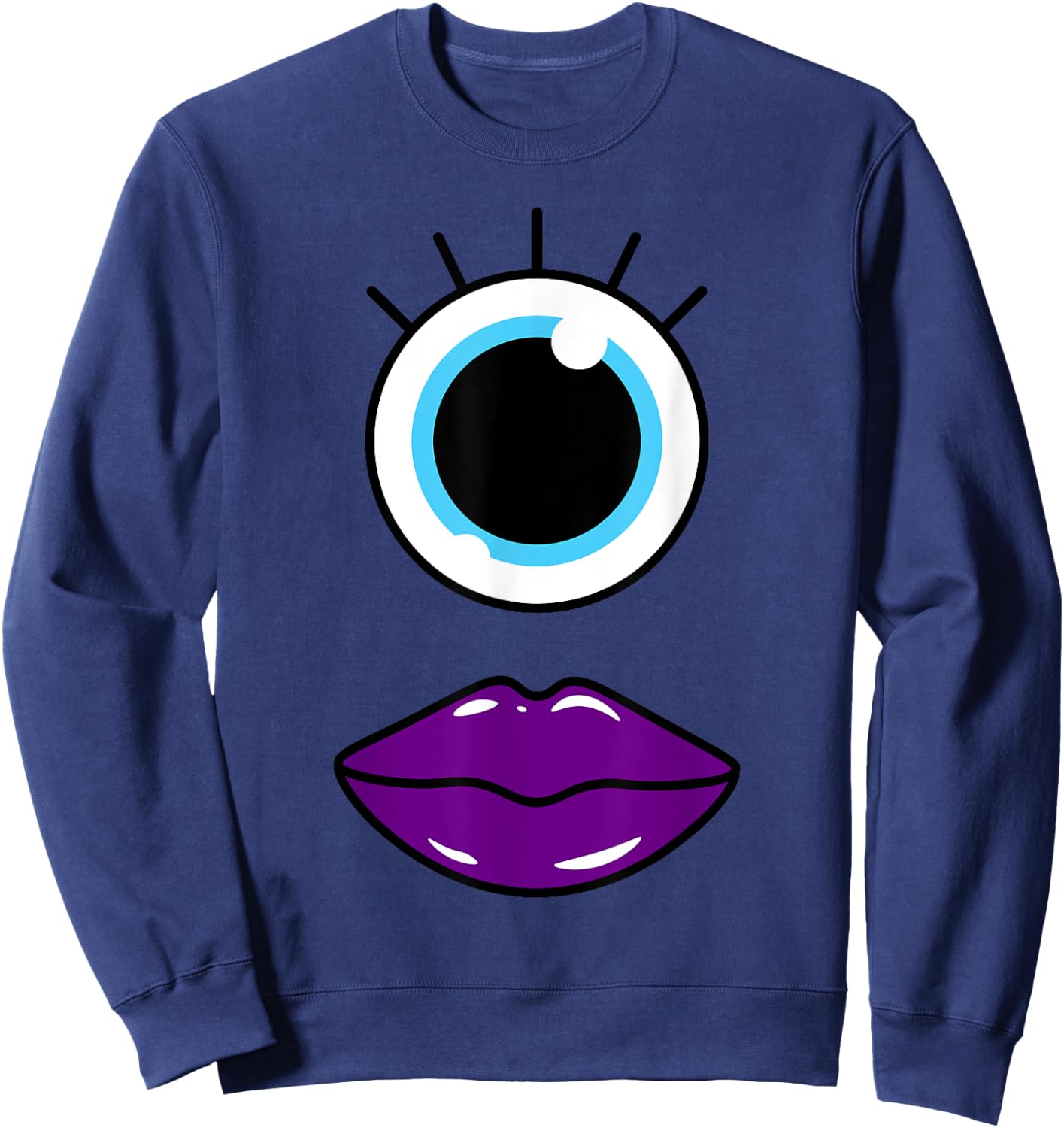 Funny Cute Goth Monster Face Eyeball Easy Halloween Costume Sweatshirt - Sweatshirt | Navy