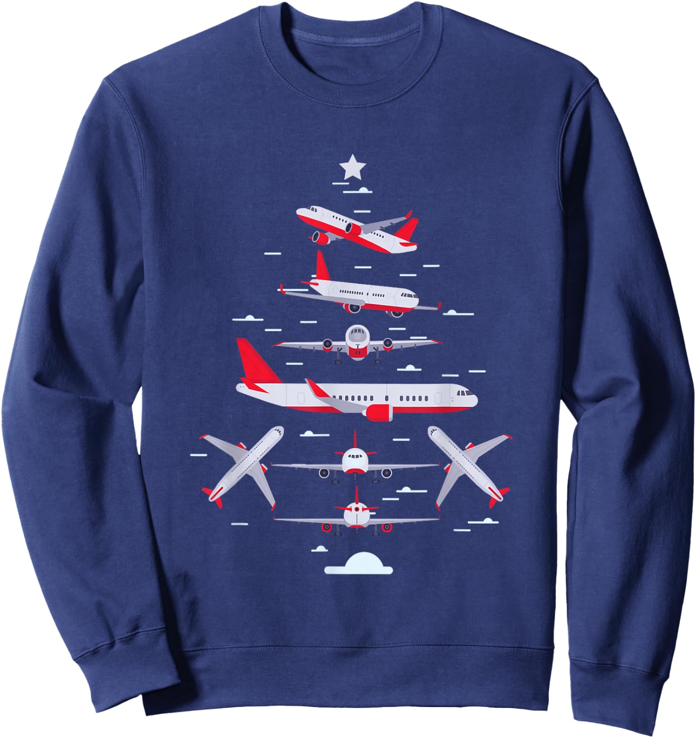 Airplane Christmas Tree Pilot Merry Christmas Xmas Tree Sweatshirt - Sweatshirt | Navy