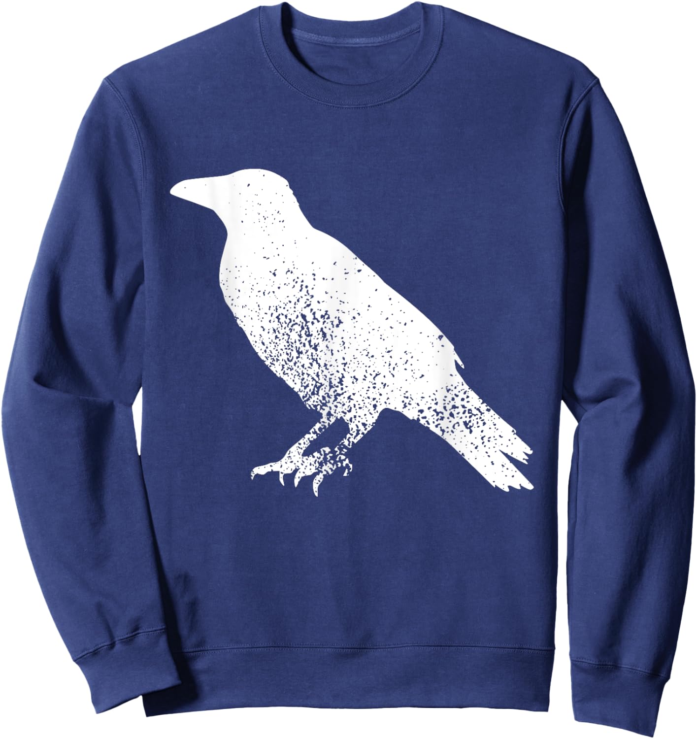 Distressed Crow Bird Print Raven Vintage Bird Sweatshirt - Sweatshirt | Navy