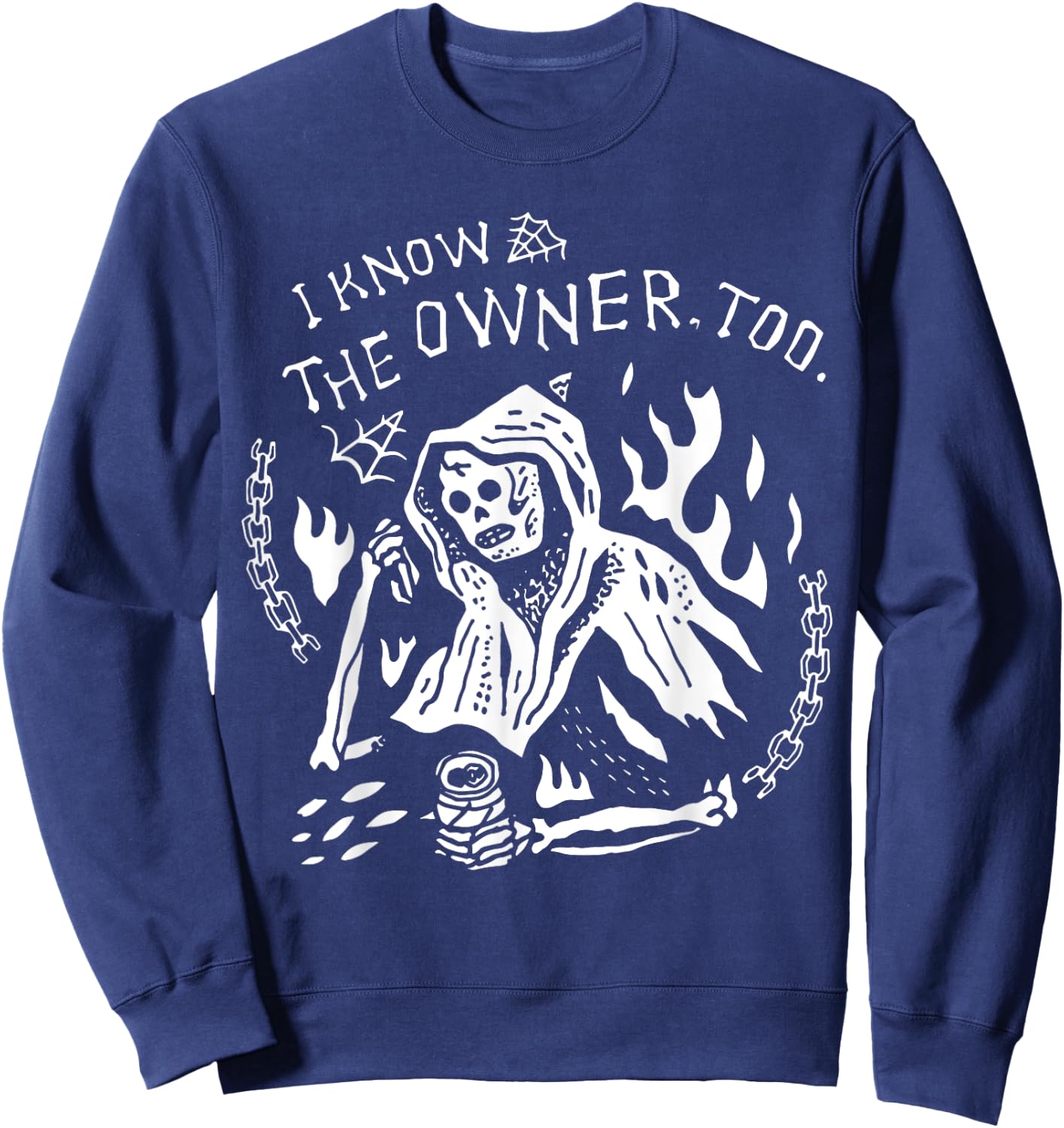 I Know The Owner Too Tattoo Skeleton Skull Sweatshirt - Sweatshirt | Navy