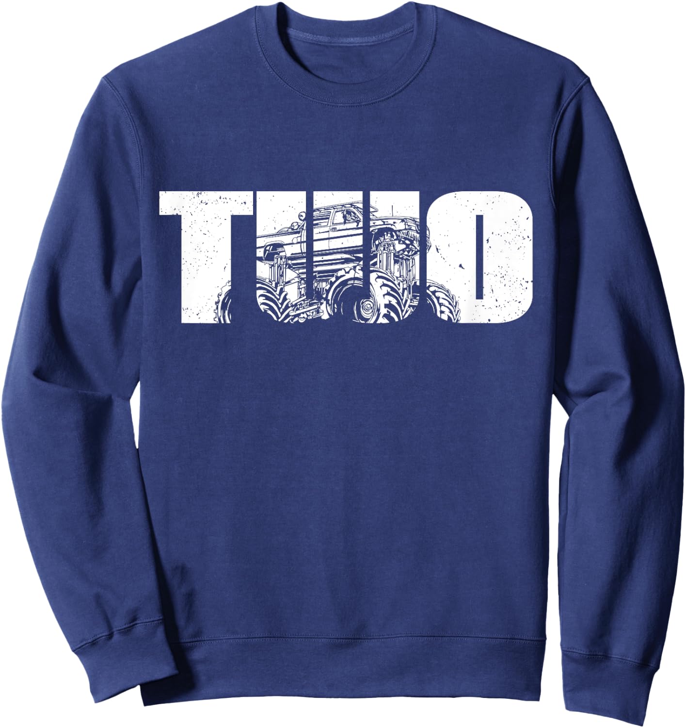 2 Year Old Shirt 2nd Birthday Monster Truck Boys Girls Kid Sweatshirt - Sweatshirt | Navy