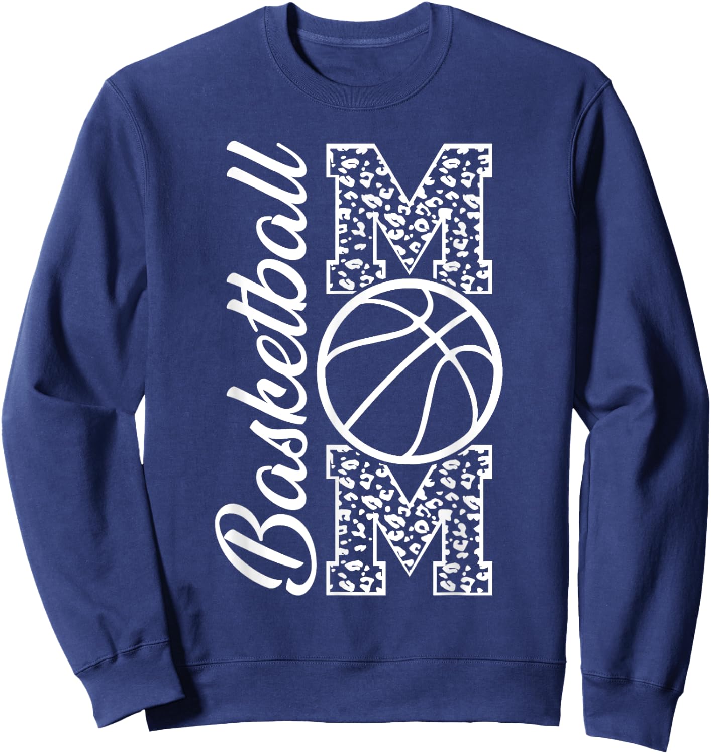 Basketball Mom Leopard Print Cheetah Proud Mother Mom Sweatshirt - Sweatshirt | Navy