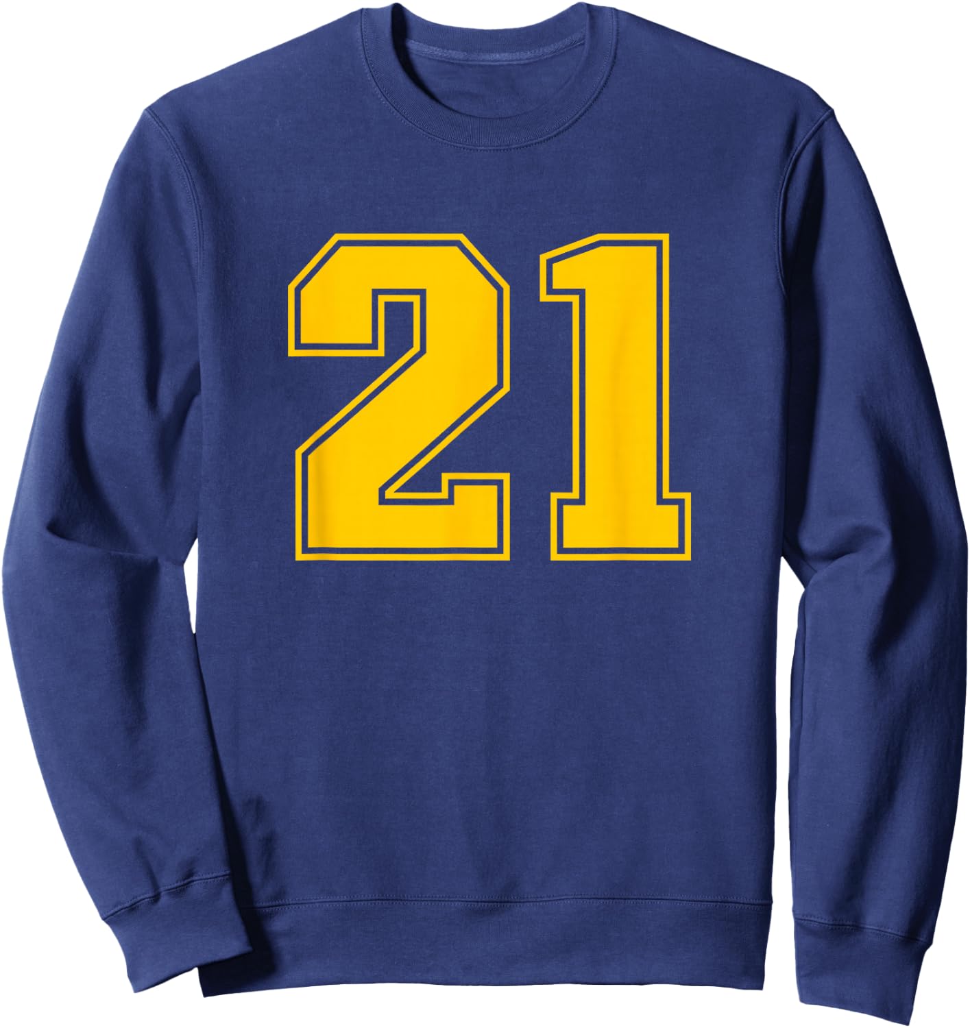 Number #21 Yellow Sport Uni Number Sweatshirt - Sweatshirt | Navy