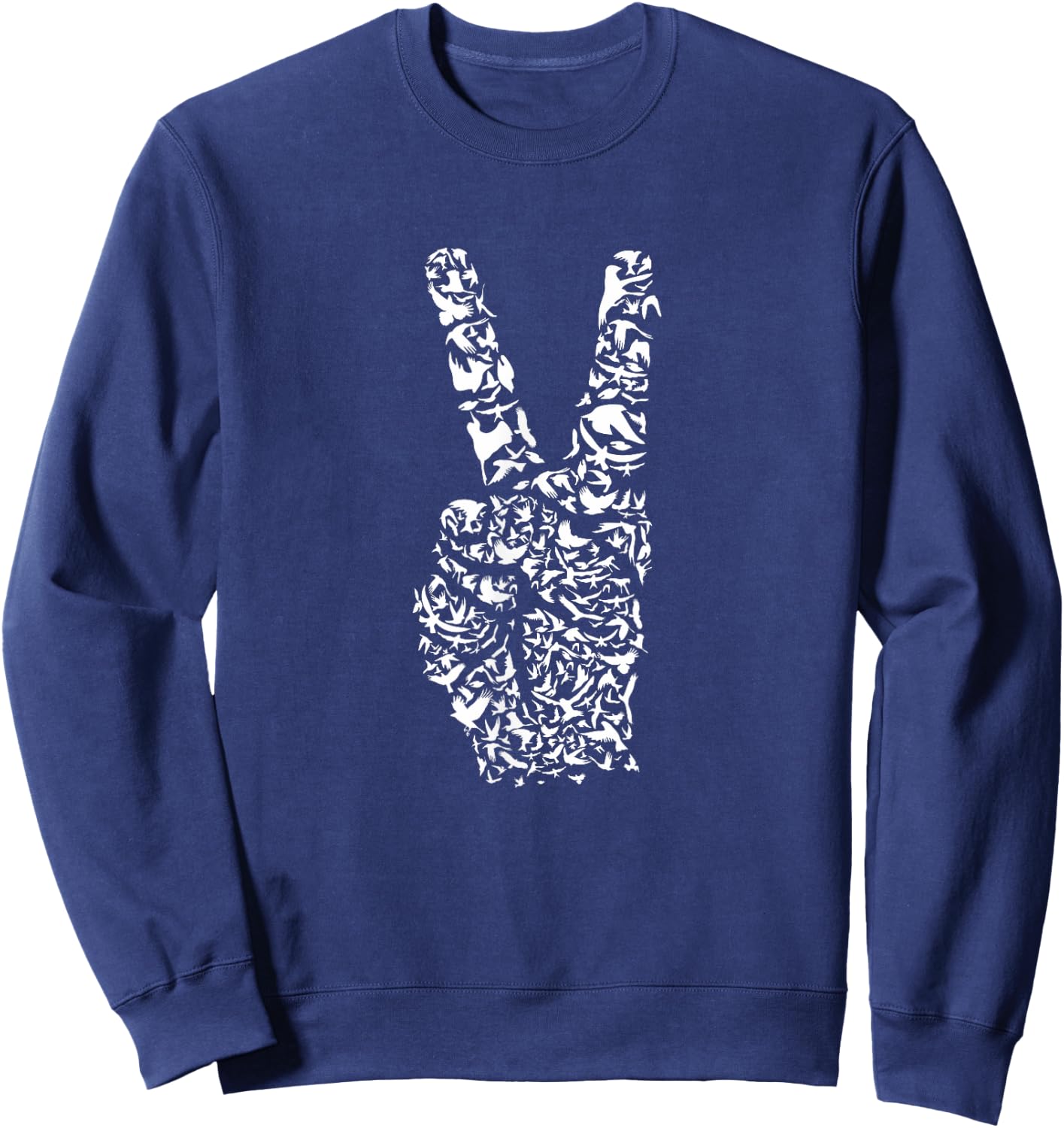 WHITE DOVES PEACE SIGN HIPPIE 60s 70s RETRO DESIGN VINTAGE Sweatshirt - Sweatshirt | Navy