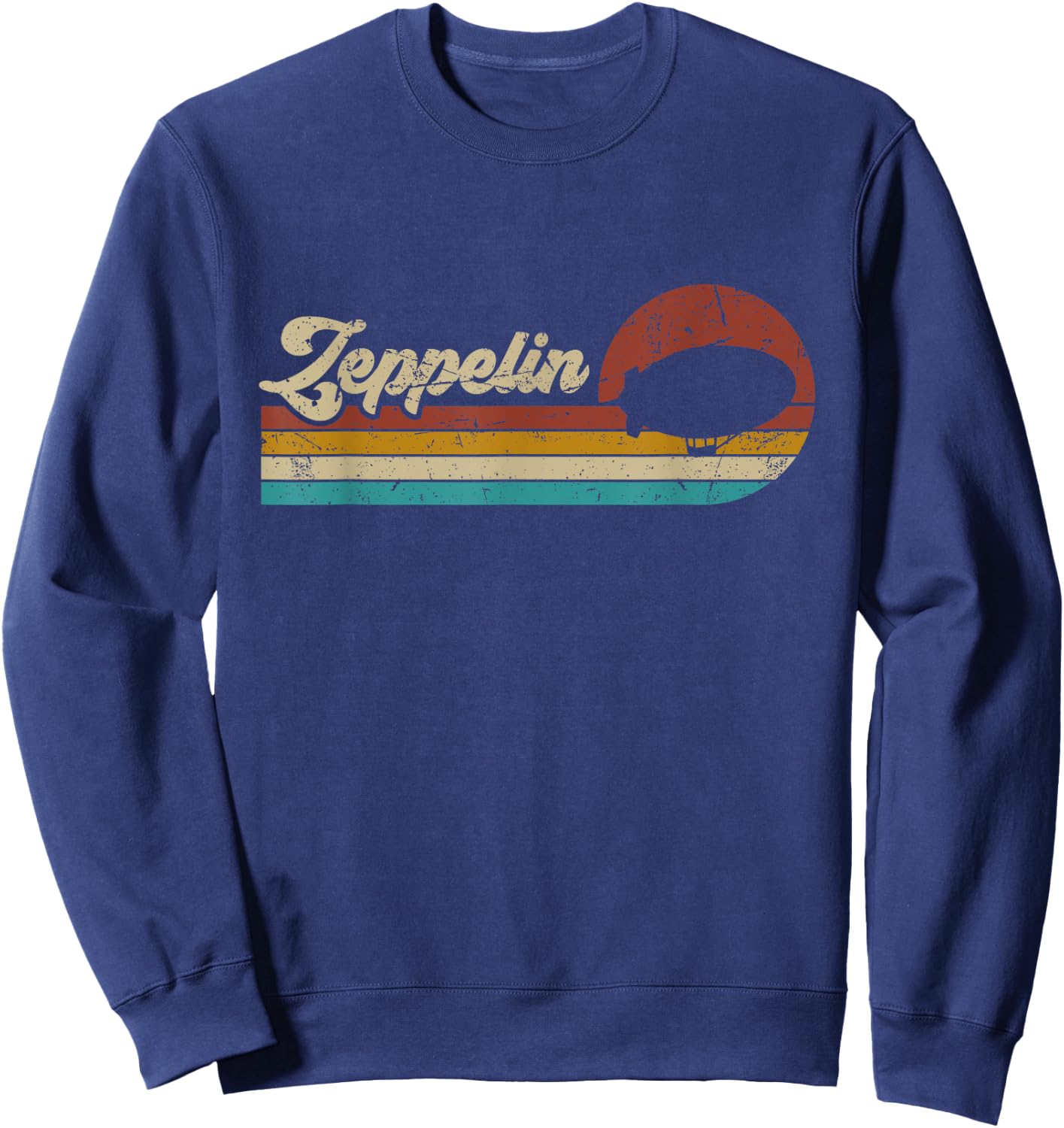 Vintage Zeppelin Retro Sunset Funny Dirigible Airship Sweatshirt - Sweatshirt | Navy