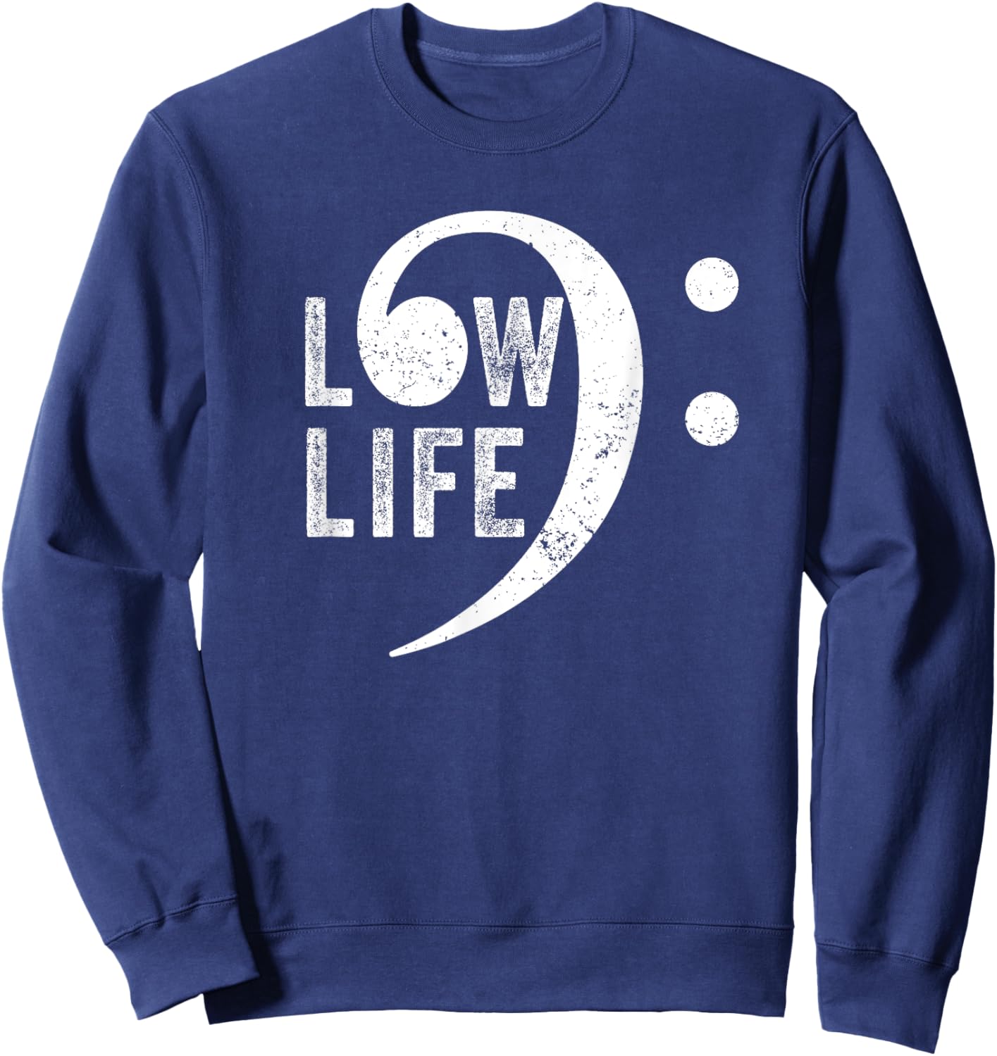 Bass Clef, Funny Low Life Music Marching Band Brass Note Sweatshirt - Sweatshirt | Navy