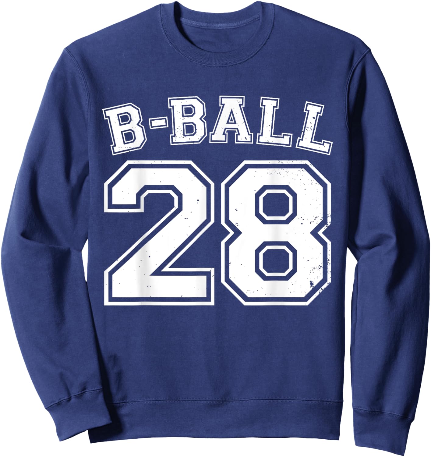 B-Ball Basketball Player Number 28 Training Varsity Vintage Sweatshirt - Sweatshirt | Navy