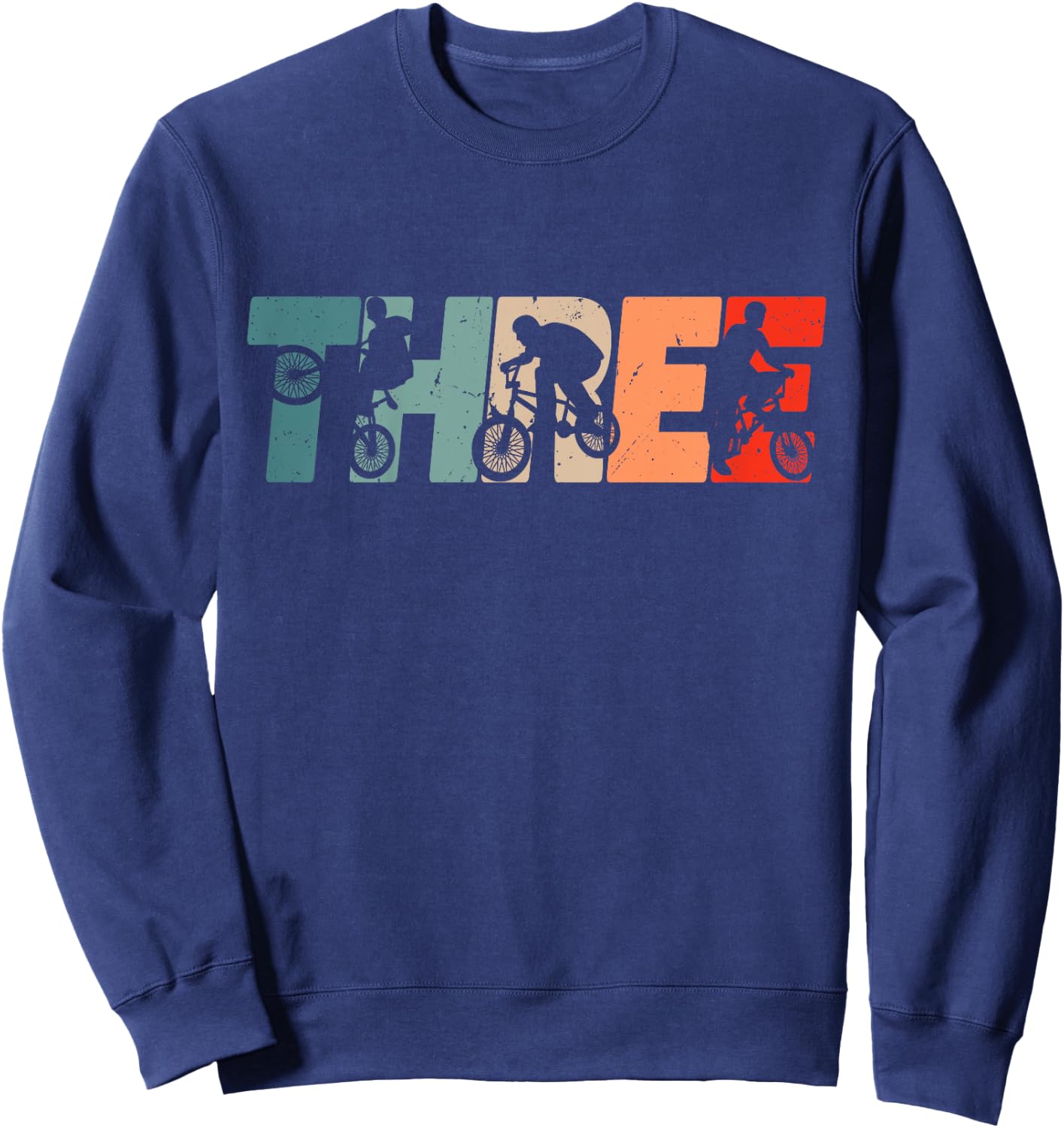 Kids 3 Year Old BMX Rider Birthday Party Boys Dirt Biking 3rd Sweatshirt - Sweatshirt | Navy