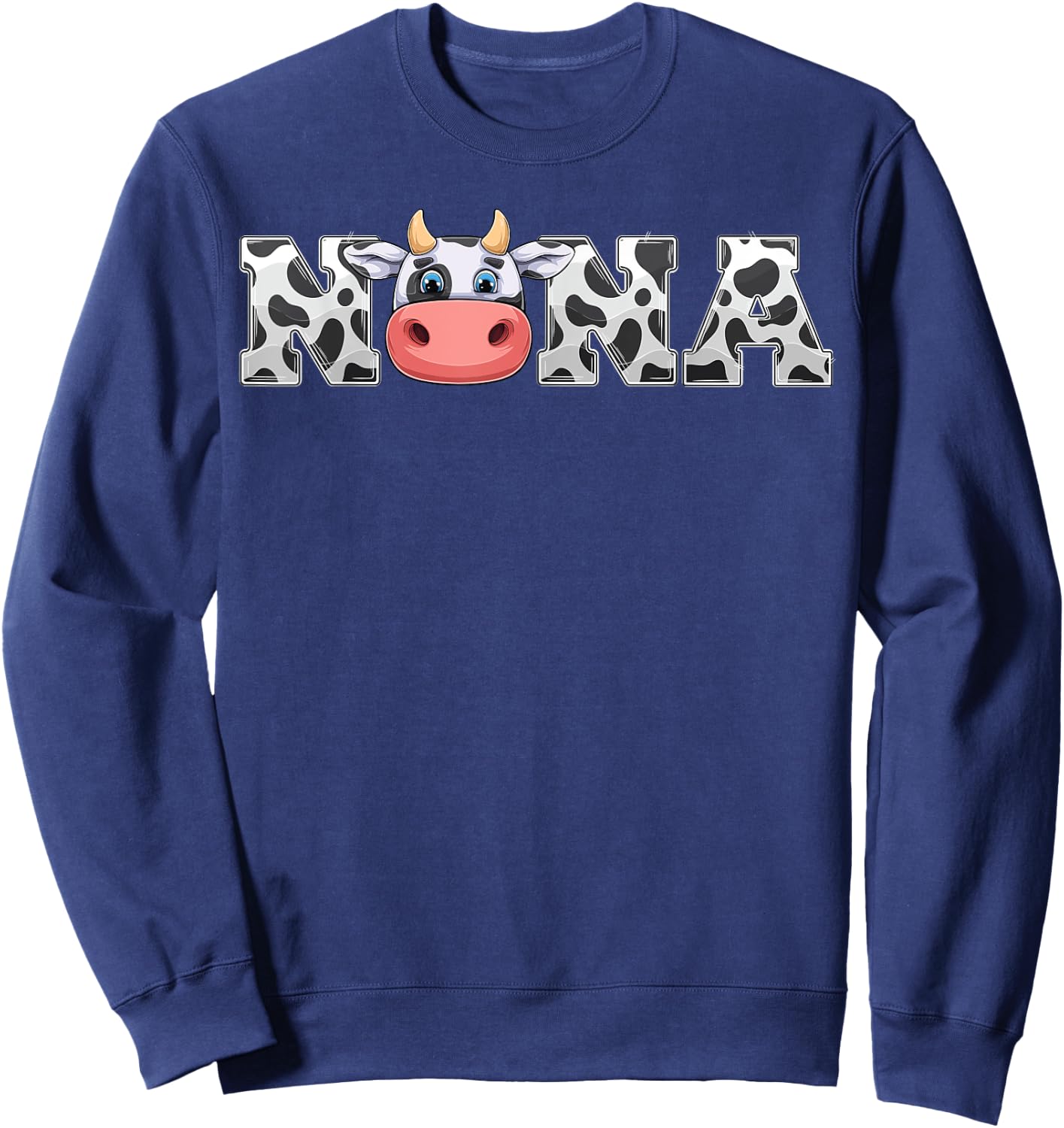 Nana Cow Print Cowboy Animal Pattern Farmer Cow Nana Sweatshirt - Sweatshirt | Navy