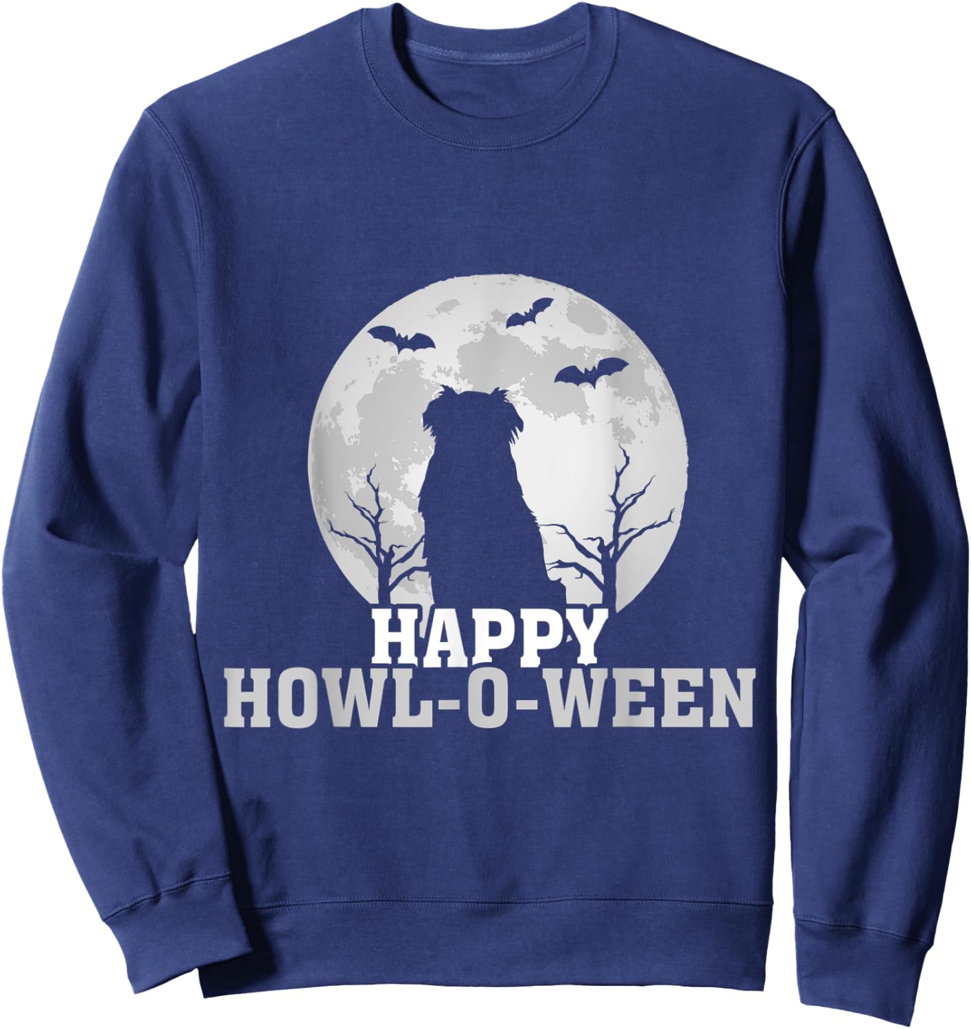 Happy Halloween Howl-o-ween Aussie Australian Shepherd Sweatshirt - Sweatshirt | Navy