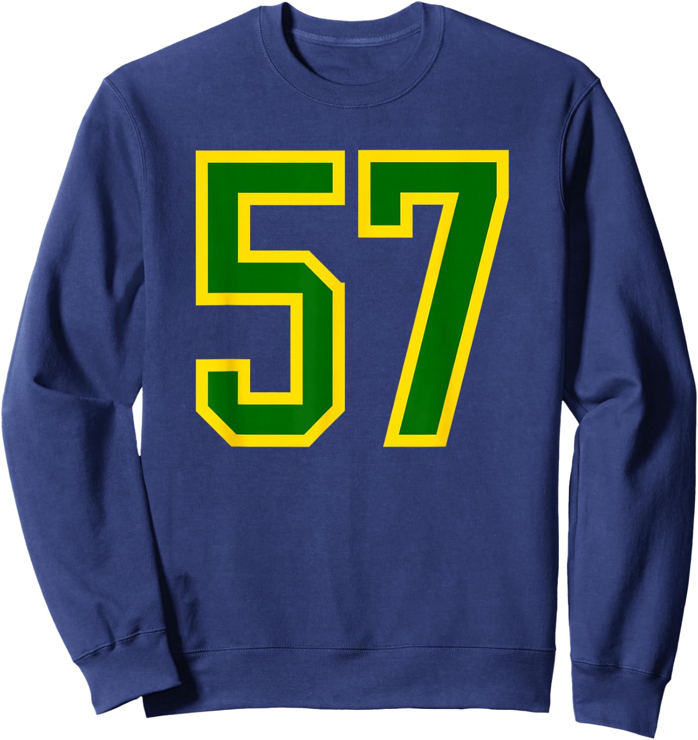 Number #57 Green Yellow Sports Team Sweatshirt - Sweatshirt | Navy