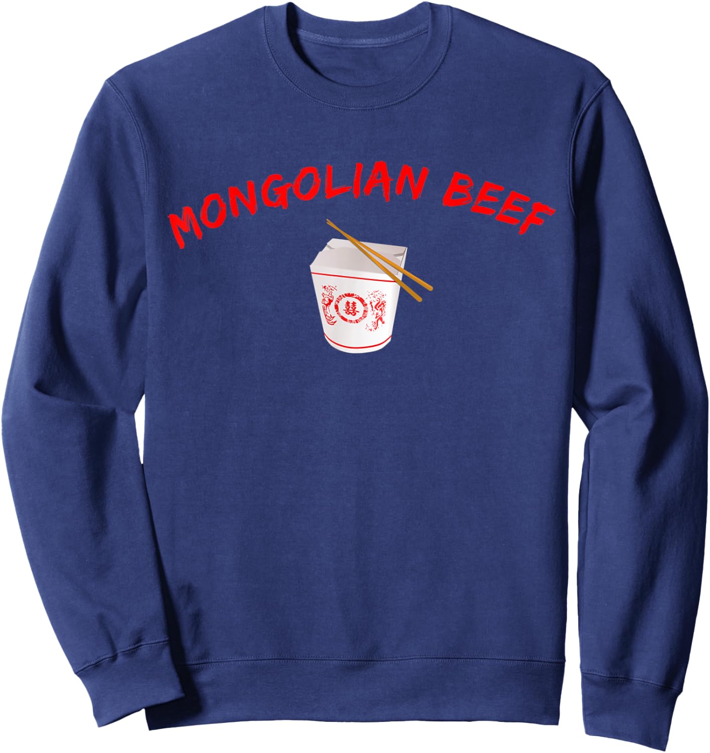Graphic Chinese Food Apparel-Mongolian Beef Sweatshirt - Sweatshirt | Navy