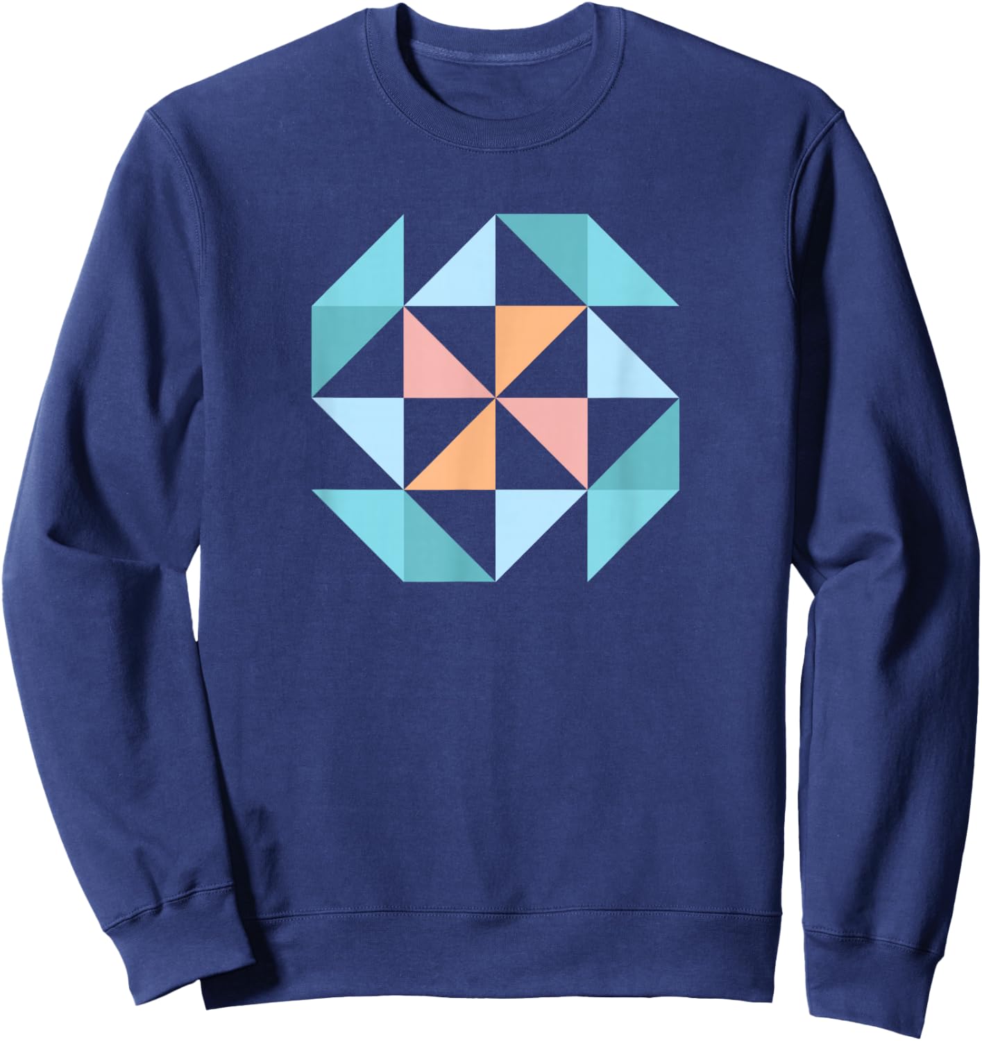 Barn Quilt Block Women's Quilting Half Square Triangle Sweatshirt - Sweatshirt | Navy
