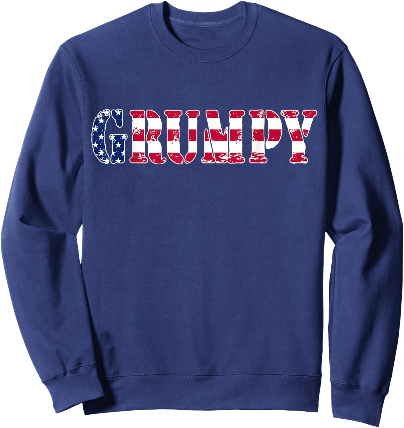 Vintage Grumpy American Flag Patriotic 4th of July Sweatshirt - Sweatshirt | Navy