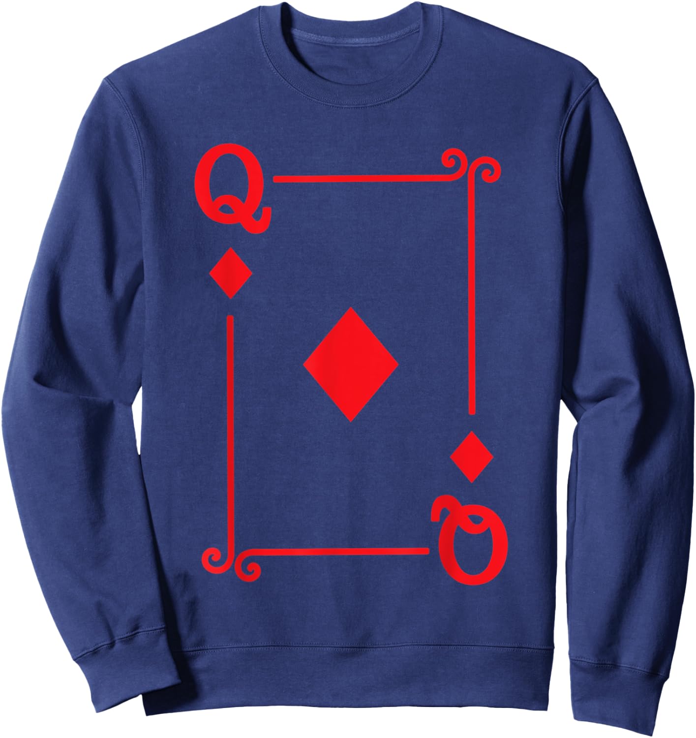 Playing Cards Costume - Queen Diamonds Card - Queen Card Sweatshirt - Sweatshirt | Navy