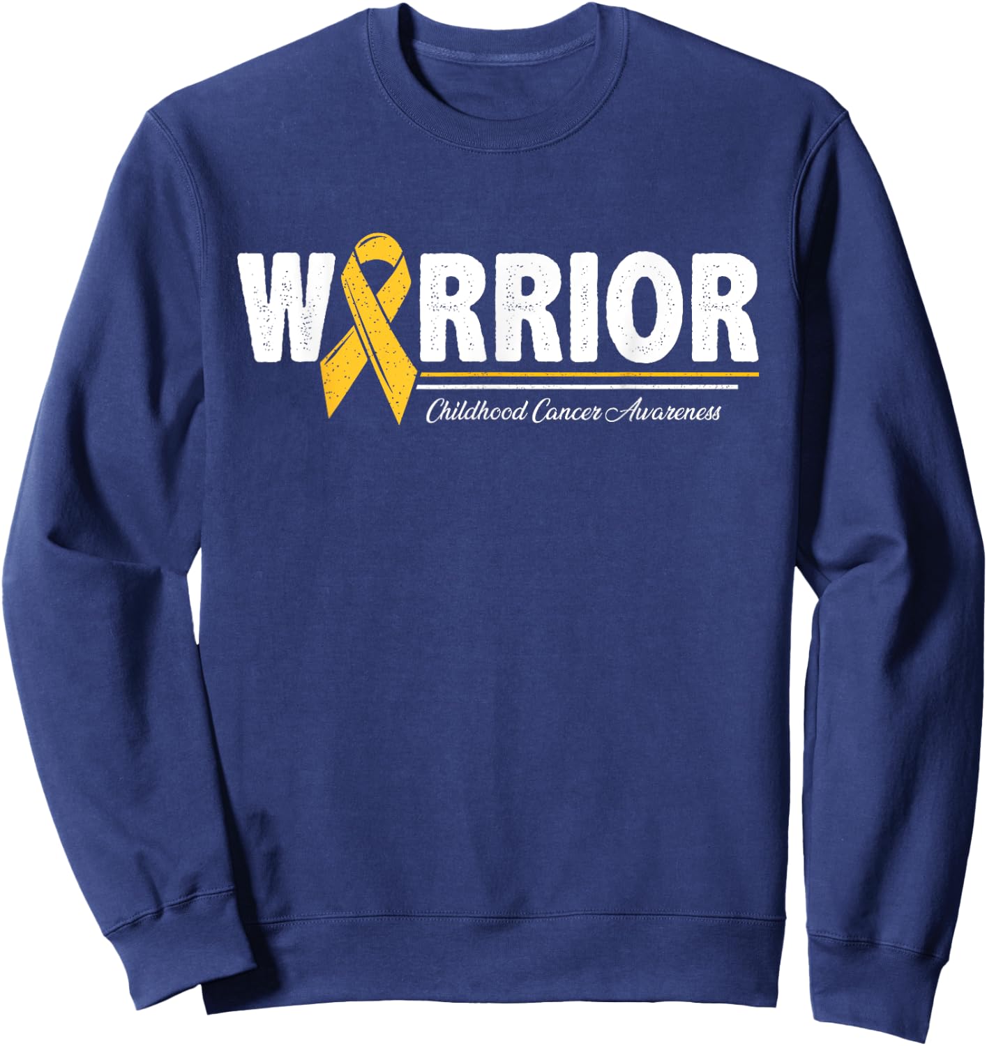 Warrior Childhood Cancer Awareness Ribbon Sweatshirt - Sweatshirt | Navy