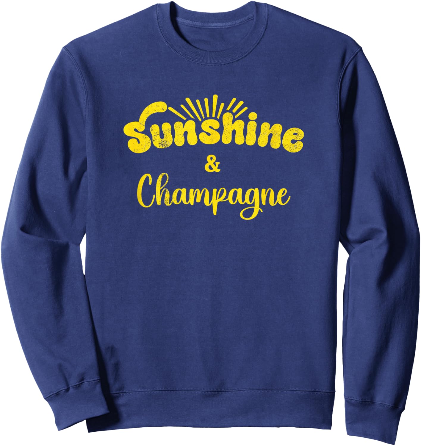 Sunshine and Champagne | Cute Summer Vintage Graphic Sweatshirt - Sweatshirt | Navy