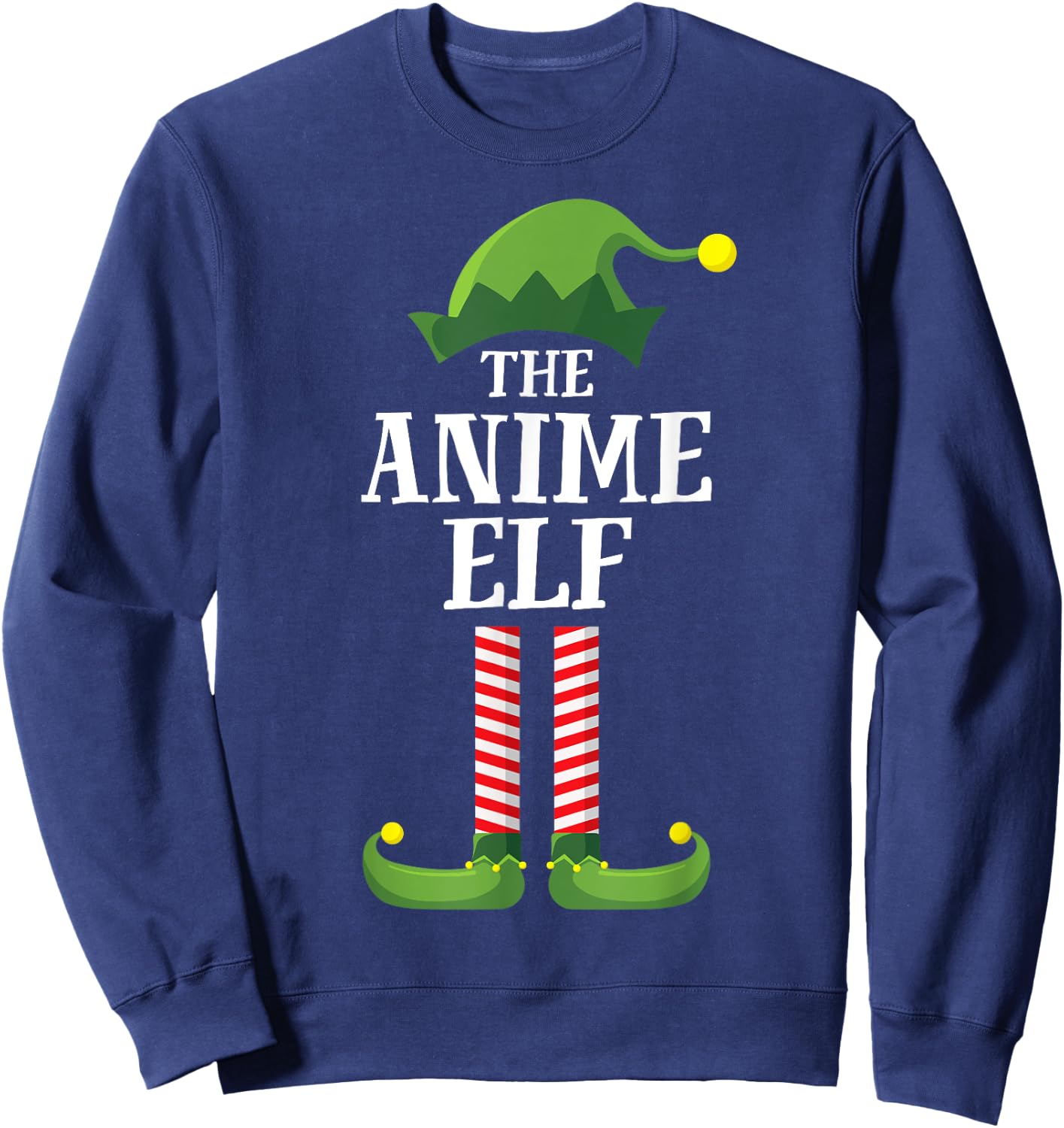 Anime Elf Matching Family Group Christmas Party Funny Elf Sweatshirt - Sweatshirt | Navy