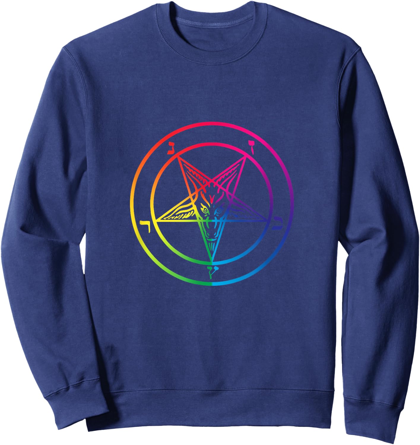 Rainbow Pentagram From The Satanic Flag Graphic Sweatshirt - Sweatshirt | Navy