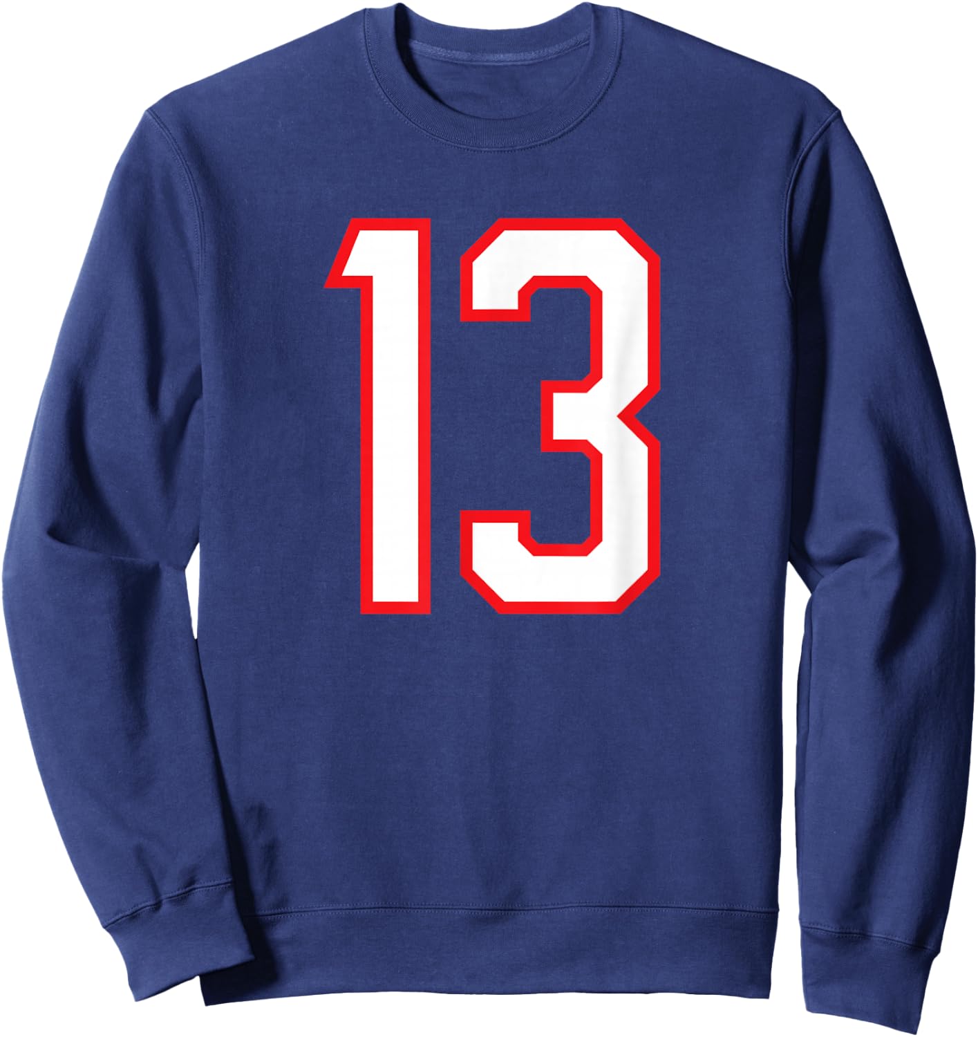Number #13 White Red Plain Number Sweatshirt - Sweatshirt | Navy