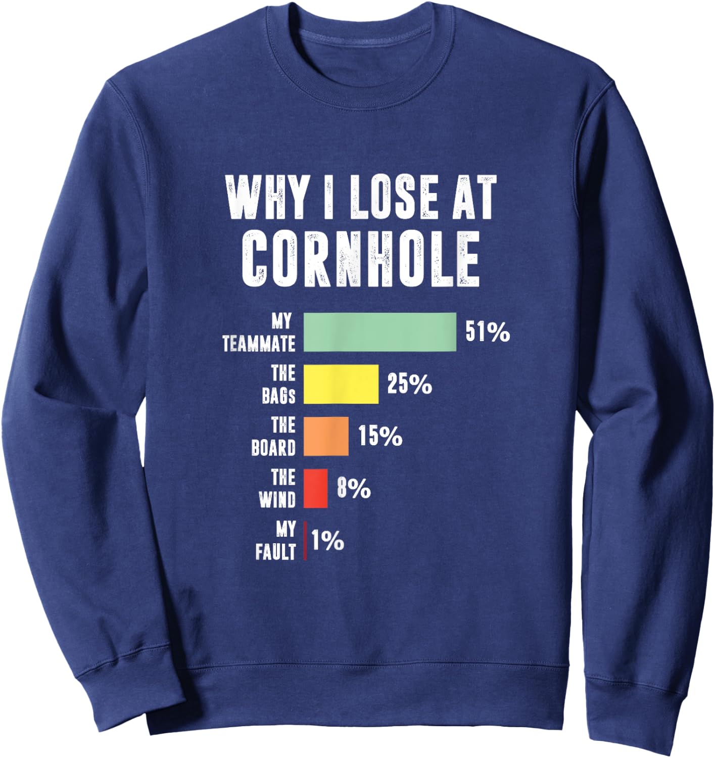 Why I Lose At Cornhole, Funny Cornhole Player Sweatshirt - Sweatshirt | Navy